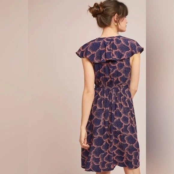 Anthropologie Maeve Anthropologie 4 Navy Coral Wrap Dress Ruffle ROSALIA R Size S / US 4 / IT 40 - 11 Thumbnail