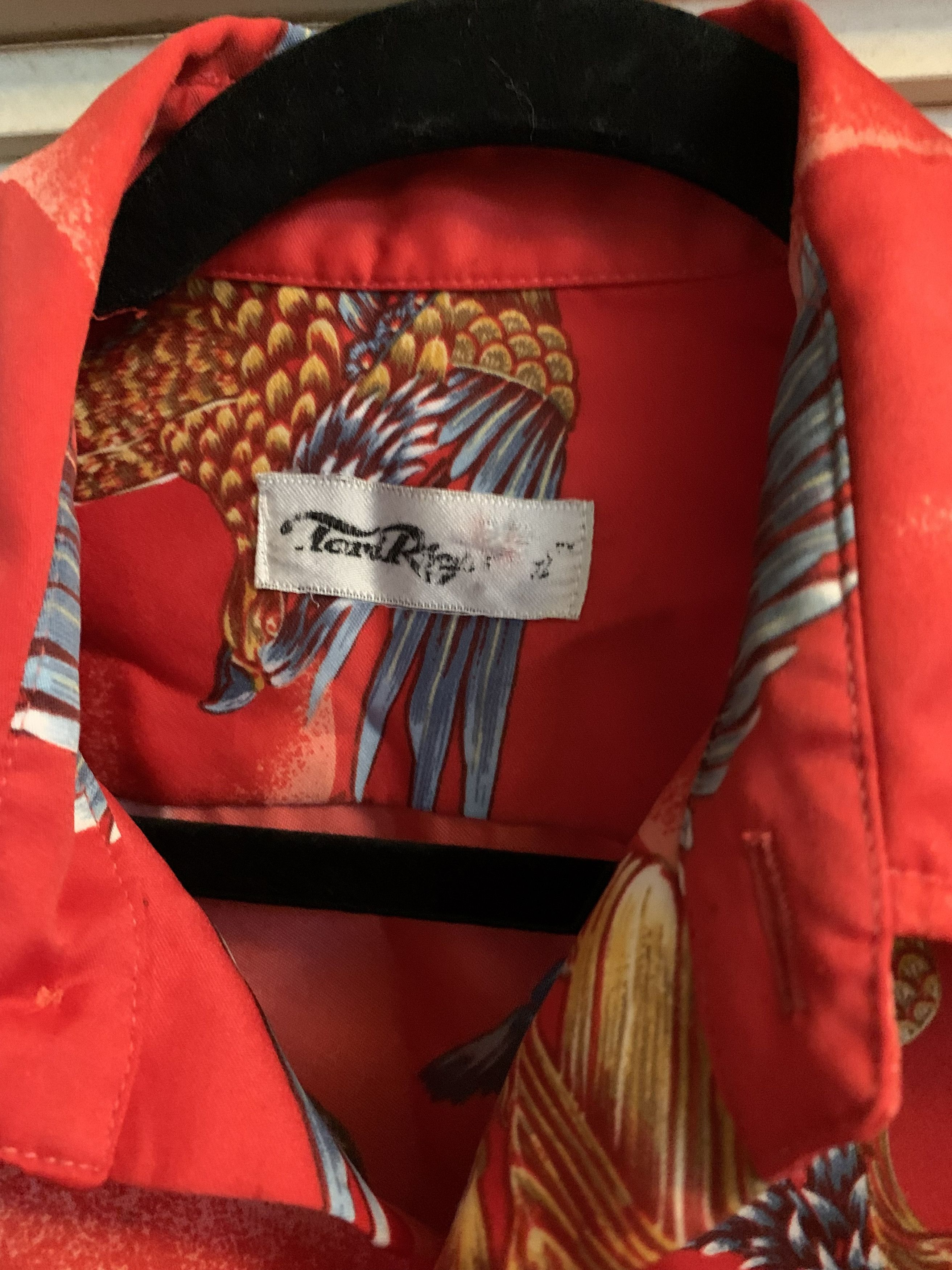 Tori Richard Vtg 60s Tori Richard Honolulu M Red Phoenix Eagle Bird Aloha Size US M / EU 48-50 / 2 - 3 Thumbnail