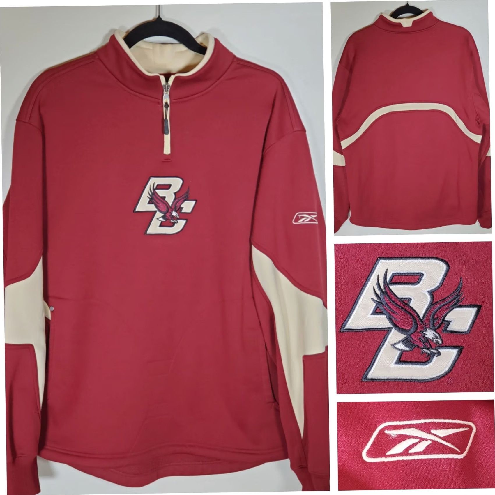 Reebok Reebok Boston College BC Eagles 1/4 Zip Pullover Fleece Lined Stitched Men’s S Maroon and Gold College Size US S / EU 44-46 / 1 - 2 Thumbnail