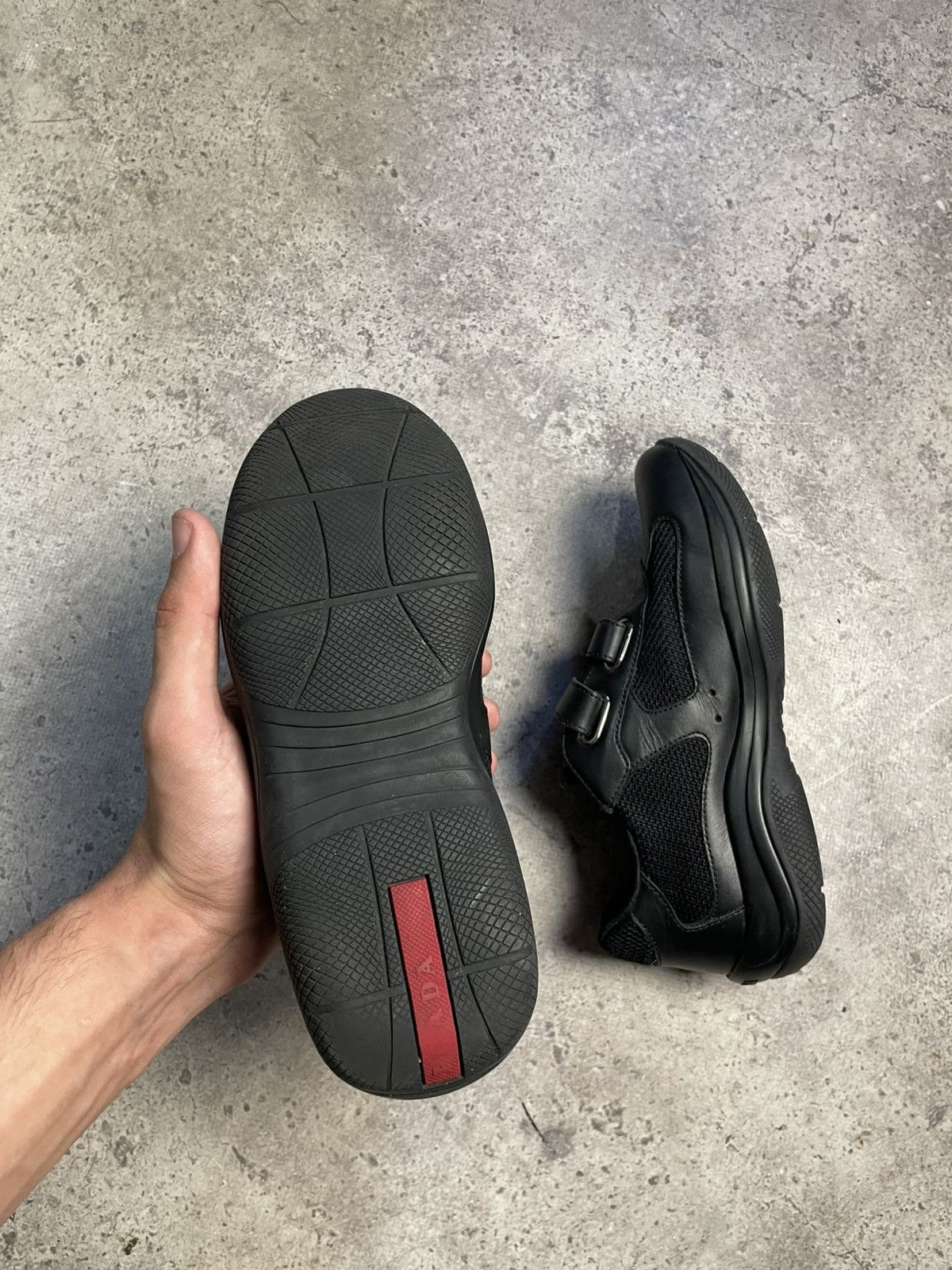 Prada Prada Americas Cup Red Tab Low-Top Leather/Neylon Sneakers Size US 5 / IT 35 - 6 Thumbnail