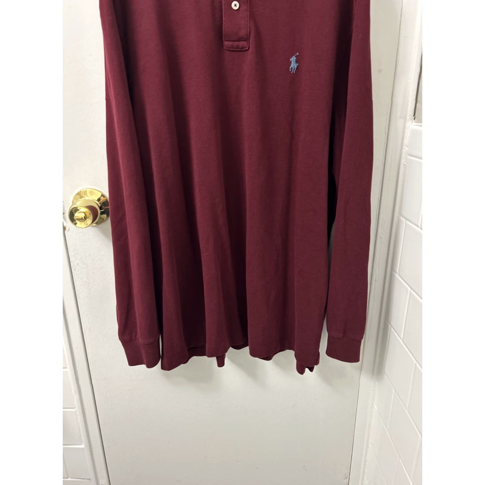 Polo Ralph Lauren Polo Ralph Lauren Shirt Mens XL Red Maroon Classic Fit Rugby L/S Pony Logo Button Collar Split Now Size US XL / EU 56 / 4 - 3 Thumbnail