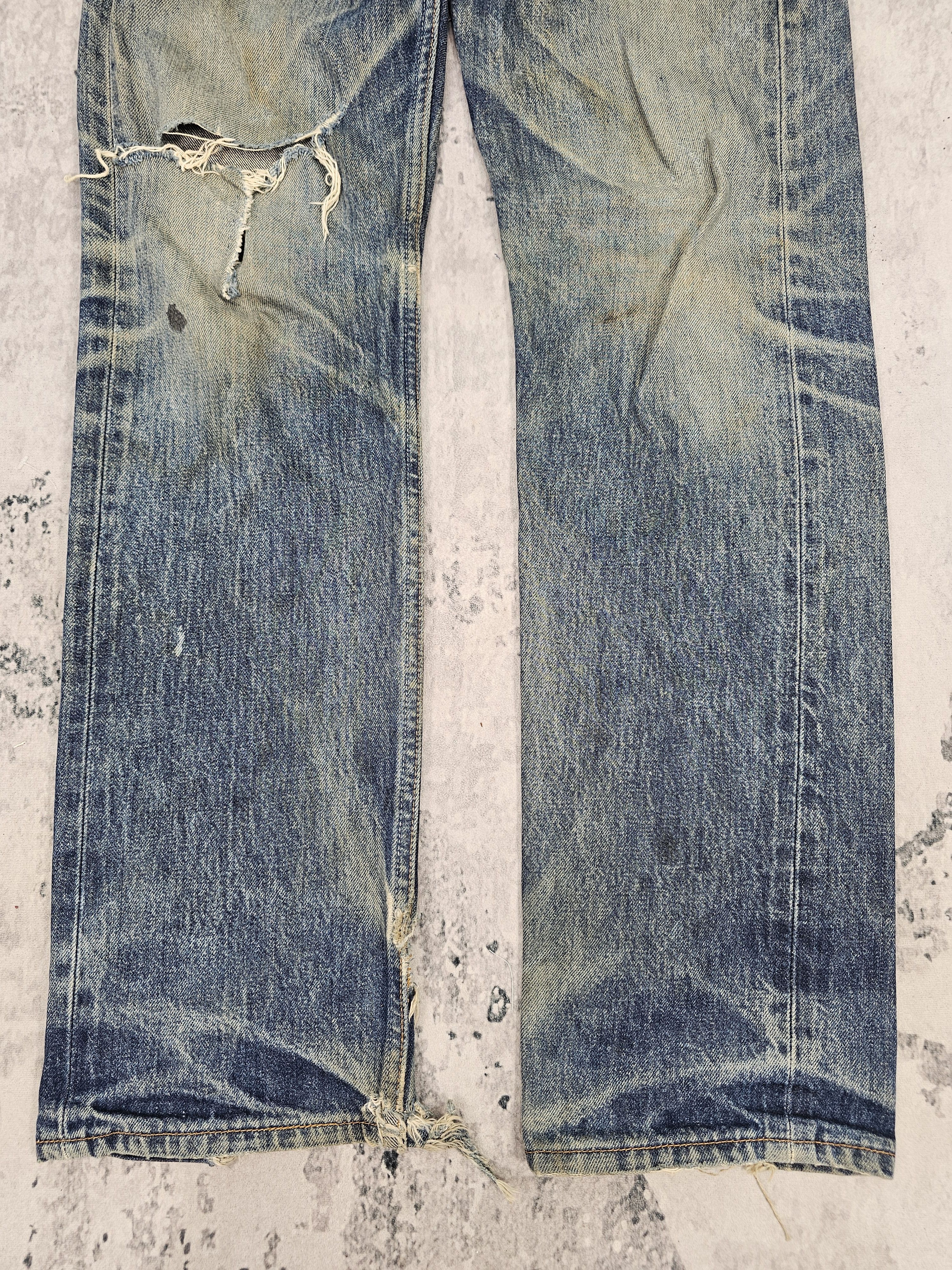Levi's Vintage Clothing Vtg 90'S LEVIS 501 Distressed Stone Wash Blue Jeans L0521 Size US 31 - 3 Thumbnail