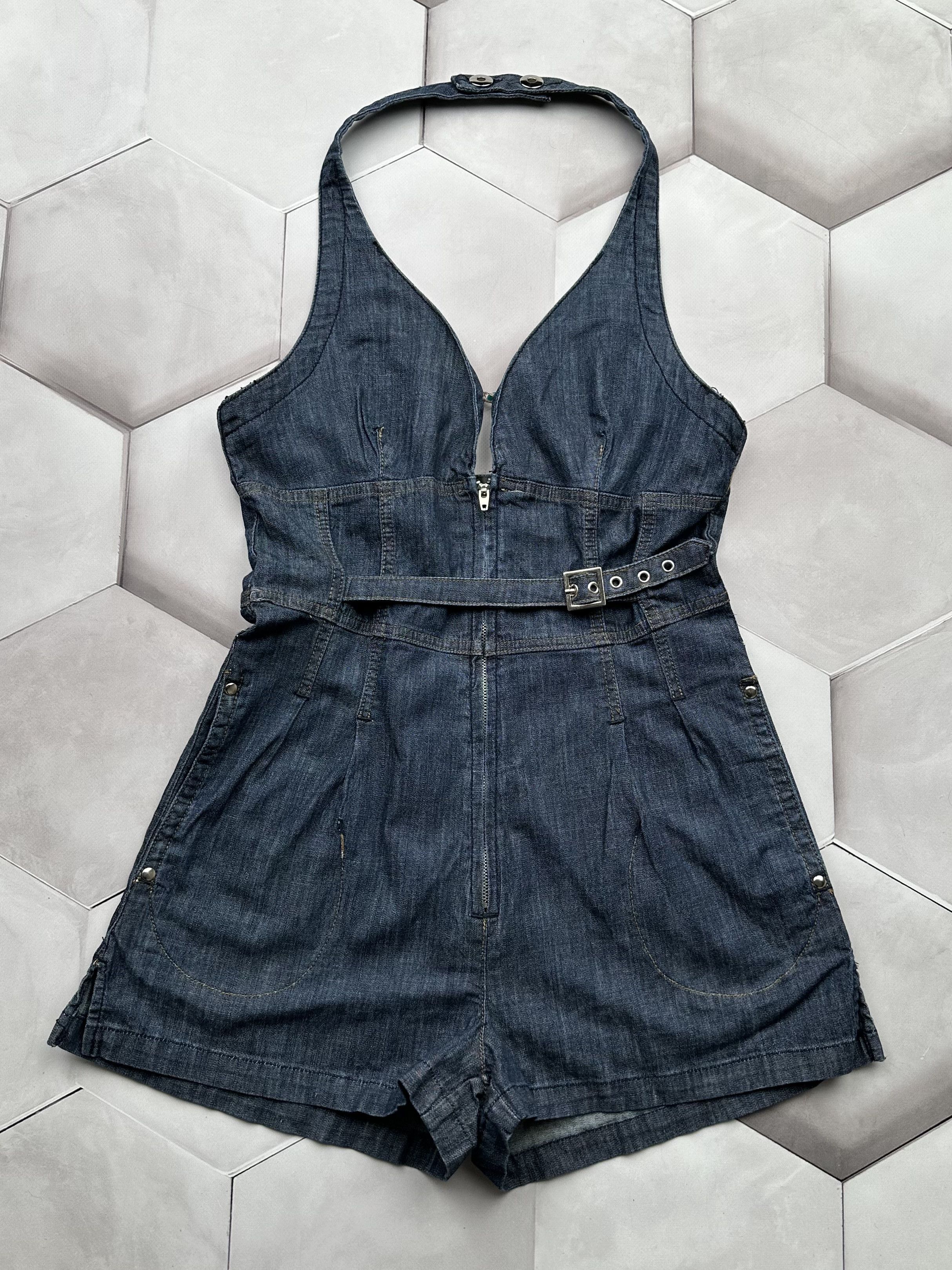 image of Avant Garde Vintage Bondage Dress With Shorts in Blue, Women's (Size 27)