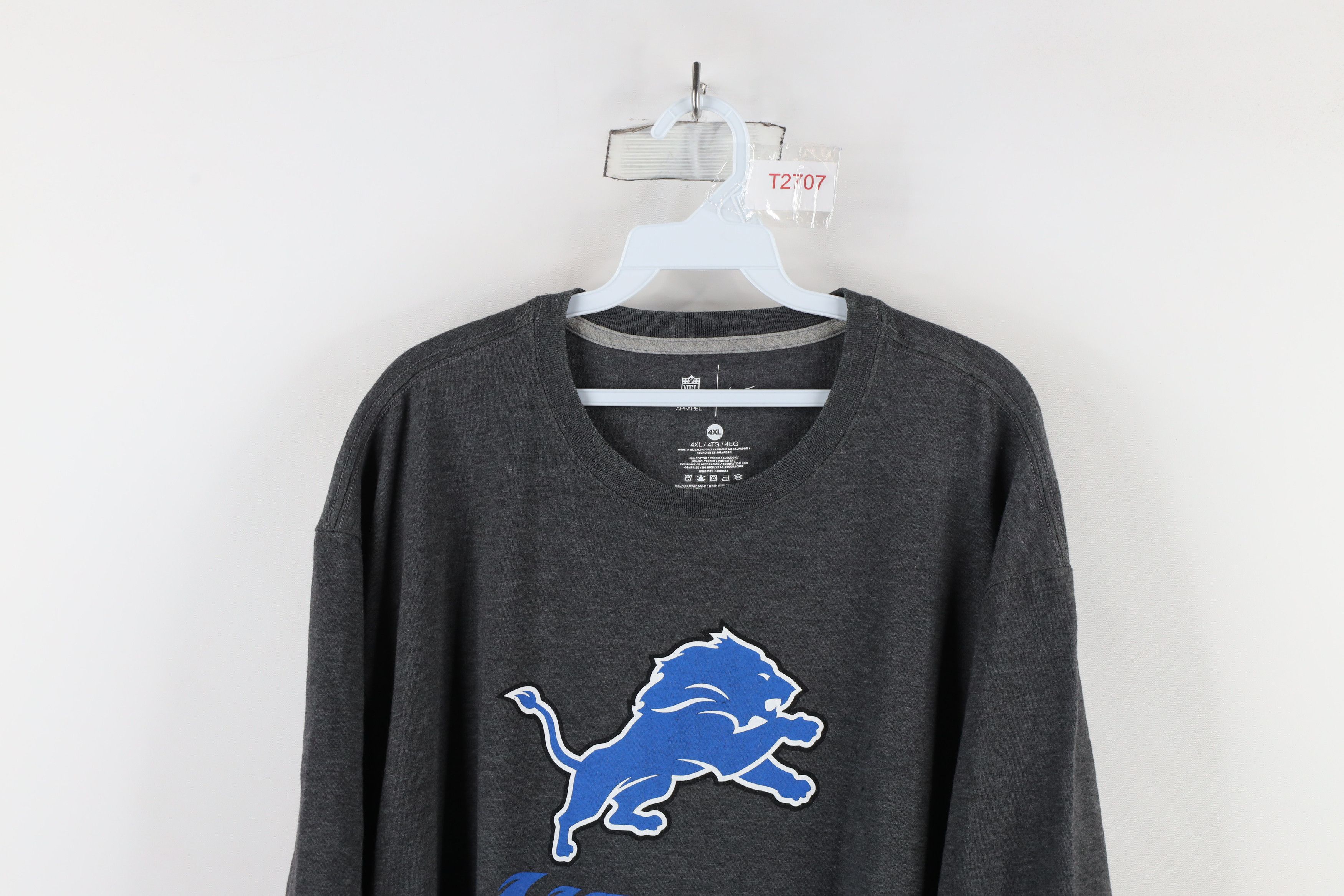 Nike × Vintage Nike Detroit Lions Football Short Sleeve T-Shirt Dark Gray Size US XXL / EU 58 / 5 - 2 Thumbnail