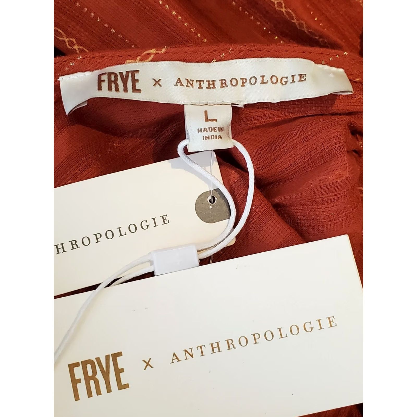 Anthropologie FRYE Anthropologie Alyssa Tiered Maxi Dress L Women's Orange Gold Metallic New Size L / US 10 / IT 46 - 6 Thumbnail