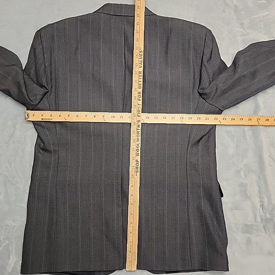 Vintage Towncraft Blazer Mens 42S Gray Pinstripe Wool Blend Classic Fit Suit Jacket Size 42R - 6 Thumbnail