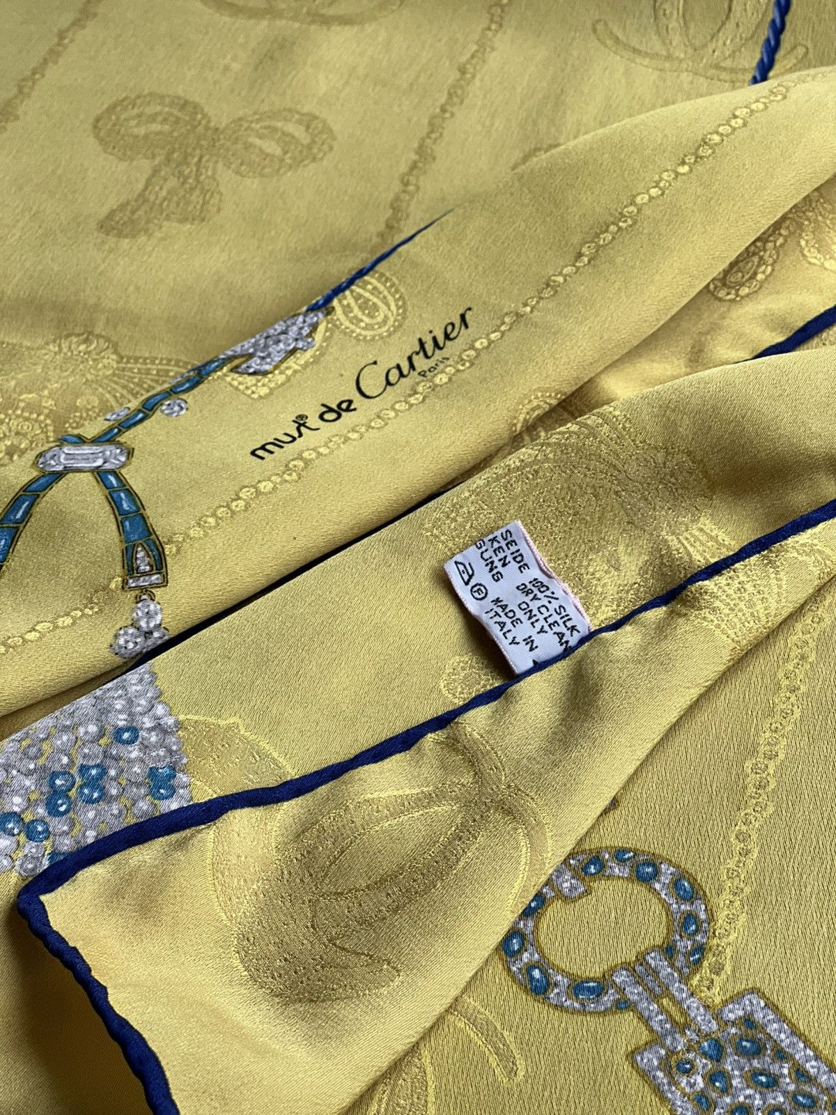 Cartier Vintage Cartier Yellow Silk Scarf Jewelry Print Paris Size ONE SIZE - 5 Thumbnail