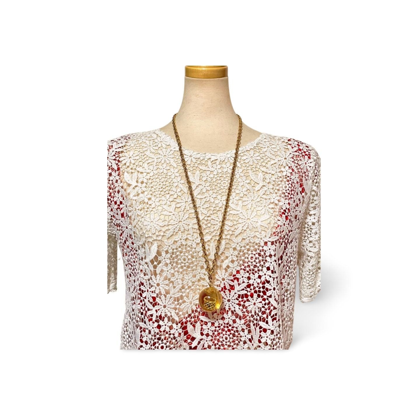 Vintage CHANEL long chain necklace with resin ball top