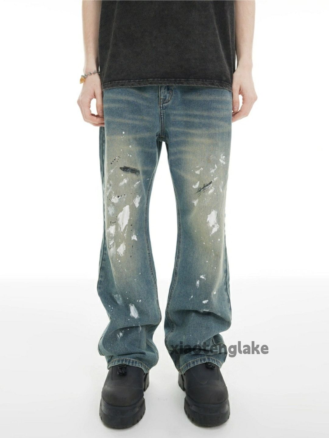 Jean × Vintage washed faded paint damaged hiphop grunge baggy jeans Size US 34 / EU 50 - 1 Thumbnail