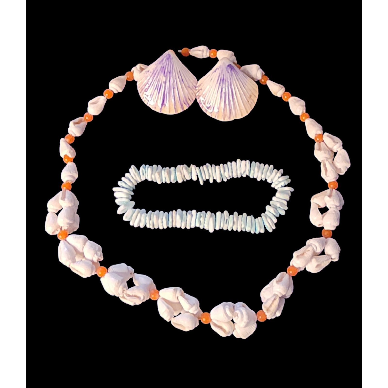 Other Three piece shell Necklace. Bracelet and pierced earrings. Size ONE SIZE - 1 Thumbnail