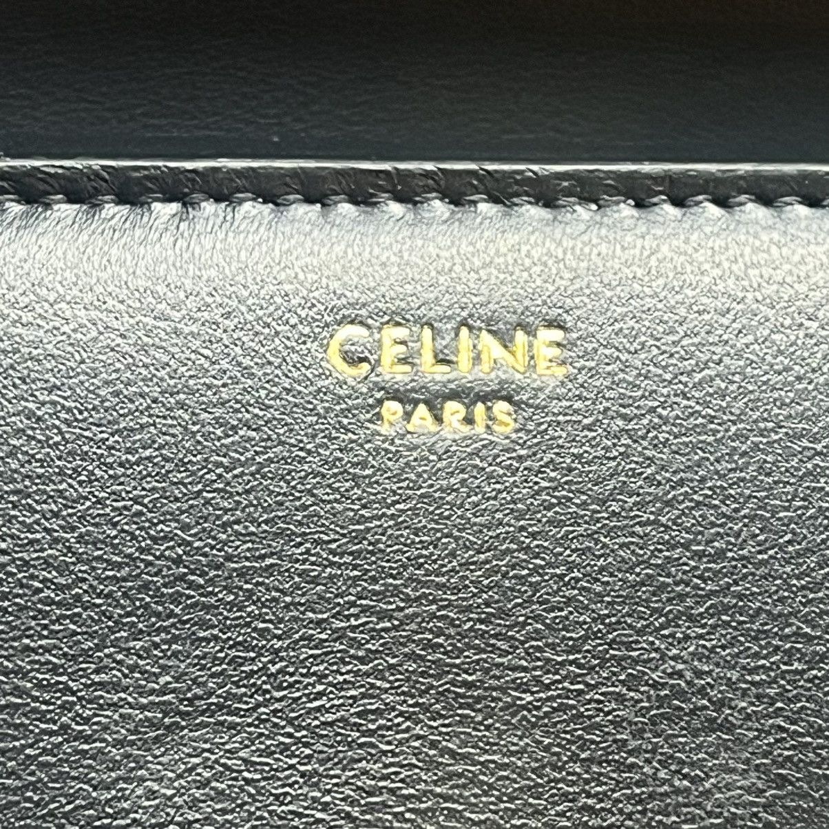 Celine CELINE SMALL FLAP WALLET TRIOMPHE IN BLACK AND GOLD Size ONE SIZE - 2 Thumbnail