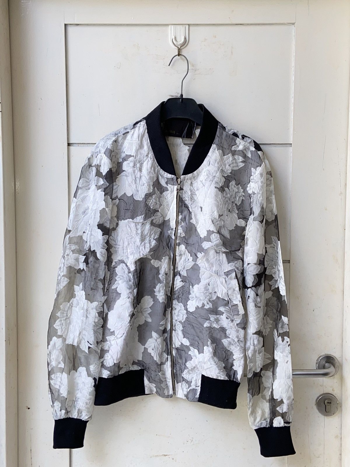 image of Yohji Yamamoto Graffiti Mesh Zipper Jacket in White, Men's (Size Medium)