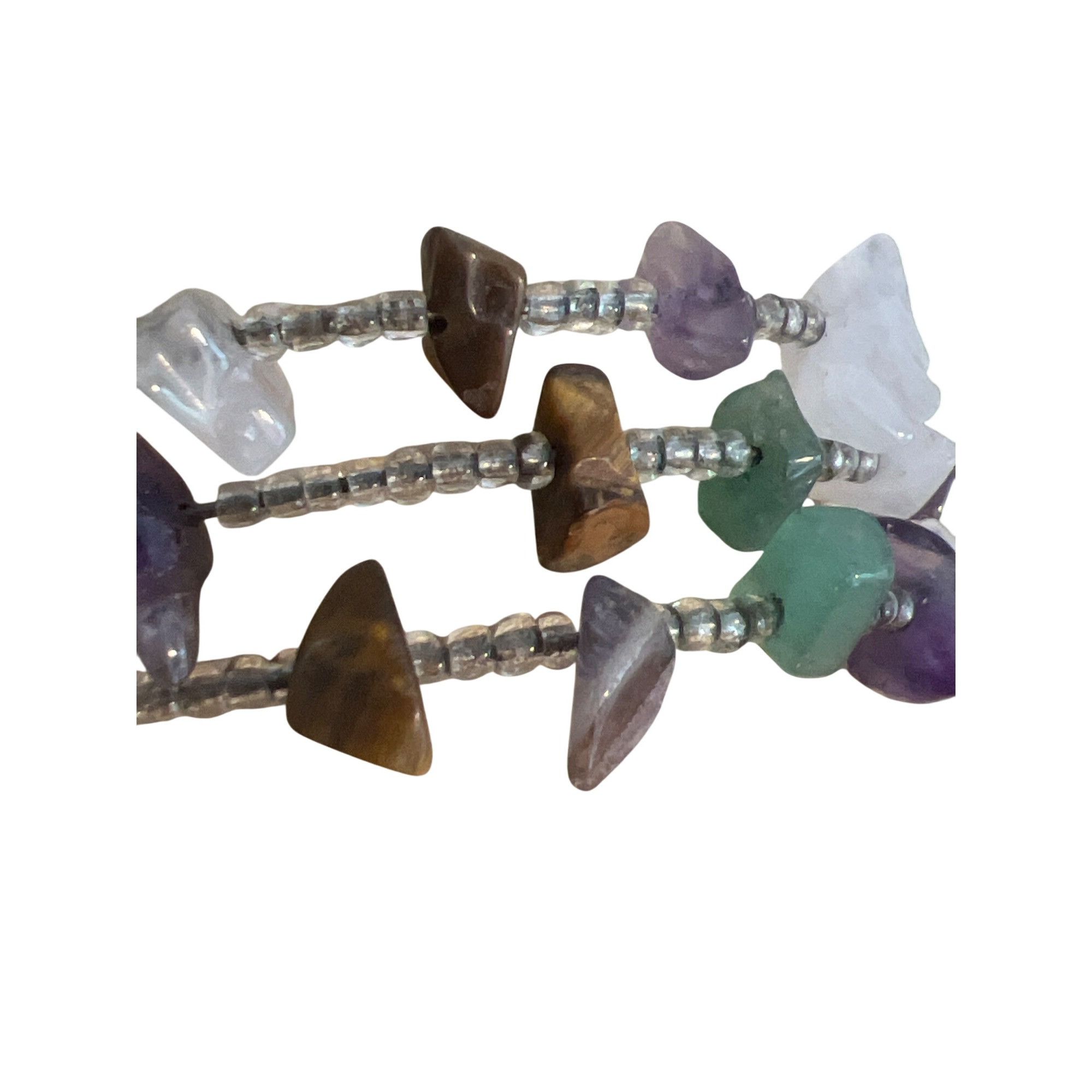 Other Jade Tigers Eye Amethyst Quarts Chip Wrap Bracelet Seed Bead Size ONE SIZE - 2 Thumbnail