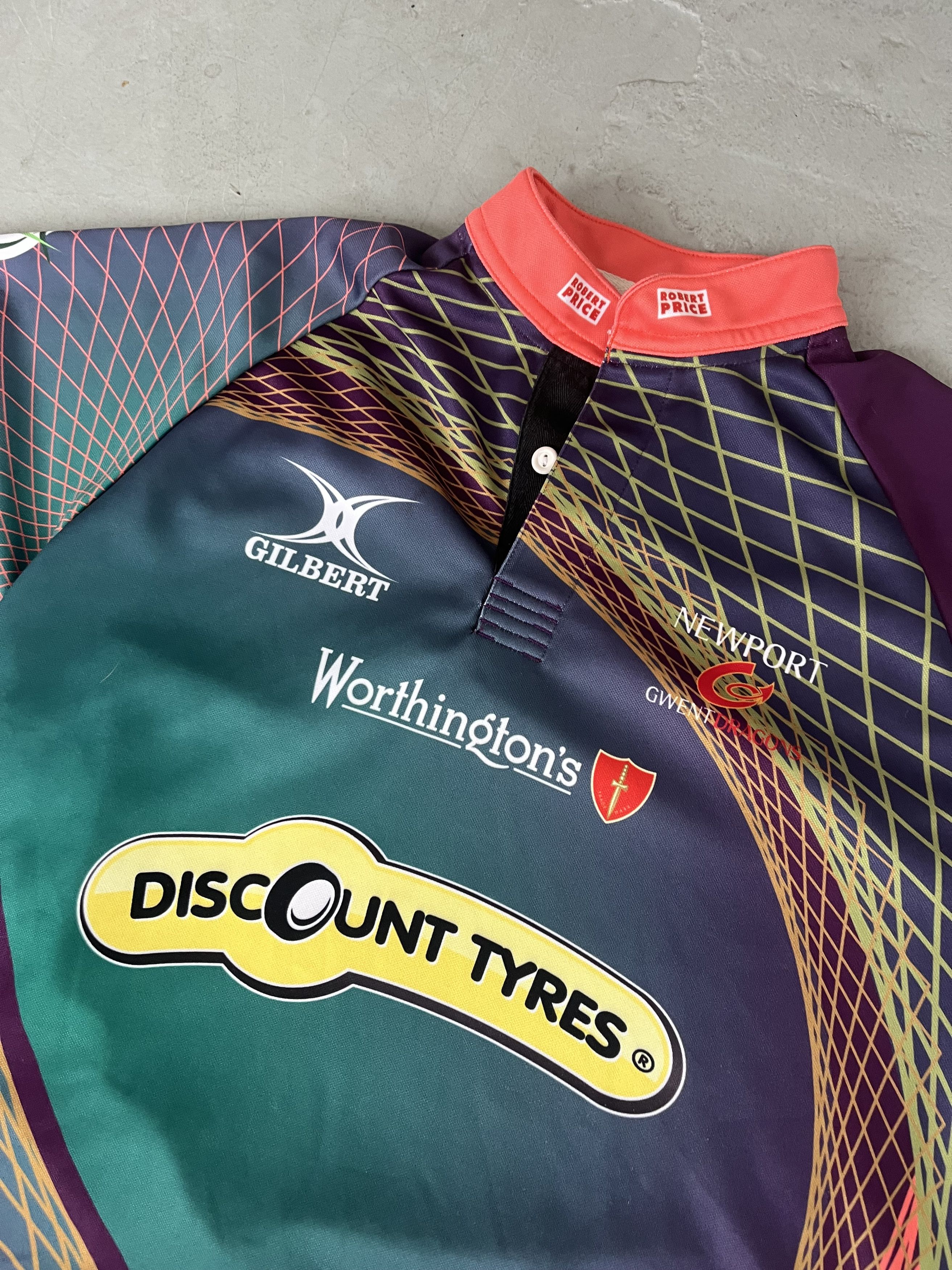 Vintage Newport gwent dragons Gilbert short sleeve rugby jersey Size US L / EU 52-54 / 3 - 2 Thumbnail