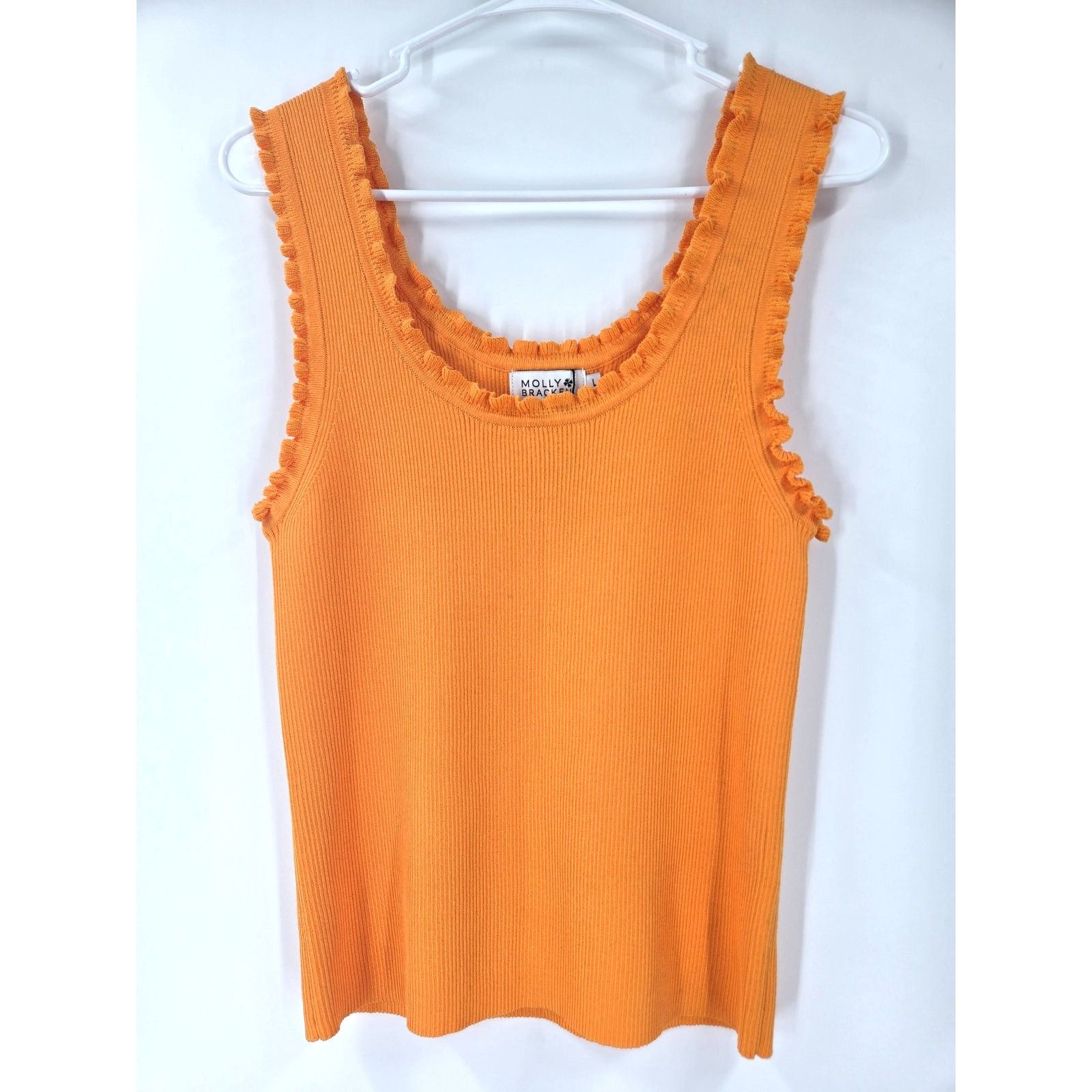 Other NEW Molly Bracken Ribbed Tank Top w/Ruffles in Orange Large Size L / US 10 / IT 46 - 4 Thumbnail