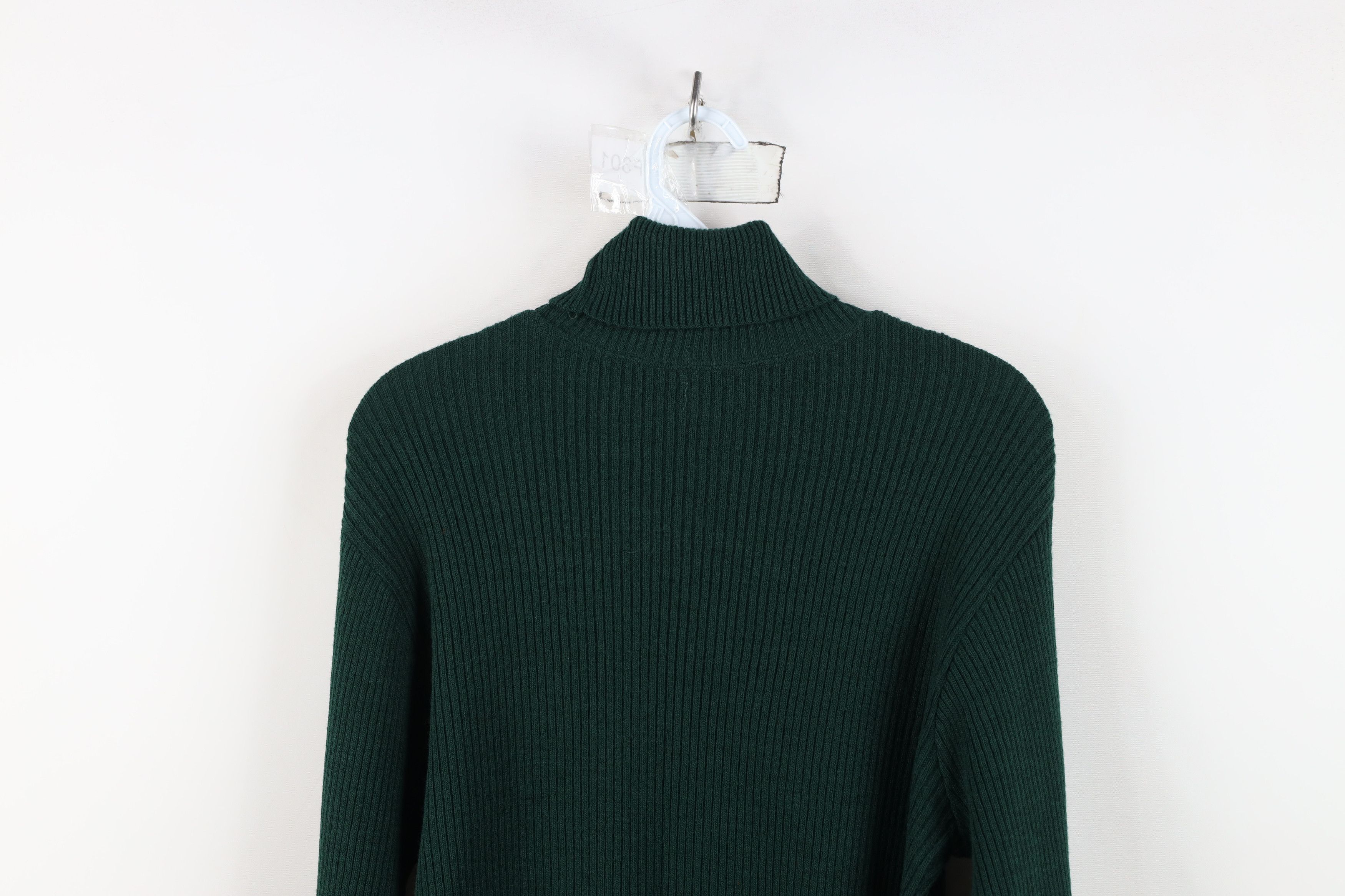 Vintage Vintage 70s Streetwear Ribbed Knit Turtleneck Sweater Green Size L / US 10 / IT 46 - 9 Thumbnail