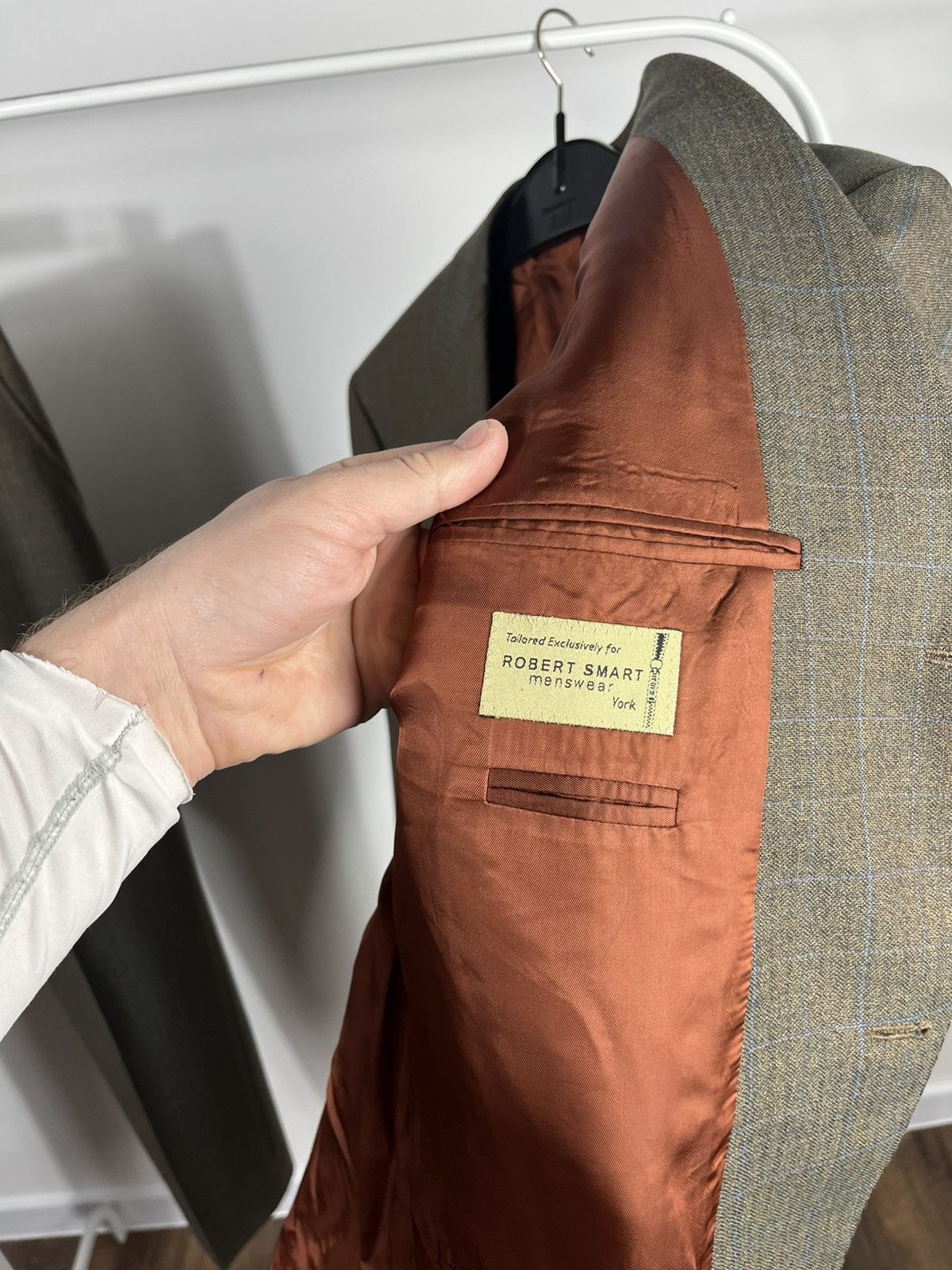 Magee Magee Wool Suit Green Check Blazer Pants Tailored Set Size 42R - 7 Thumbnail