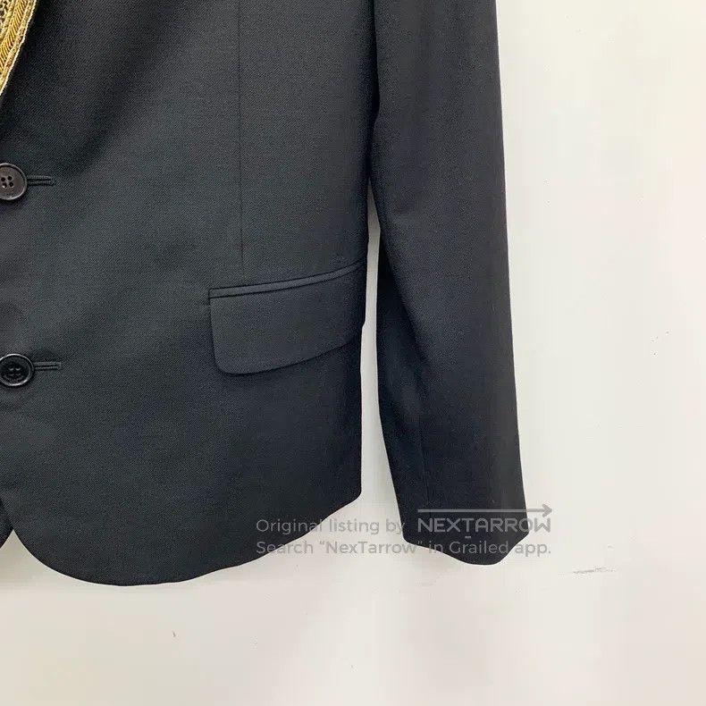 Saint Laurent Paris Saint Laurent Paris Black Gold Embroidered Wool Notched La Size XS / US 0-2 / IT 36-38 - 4 Thumbnail