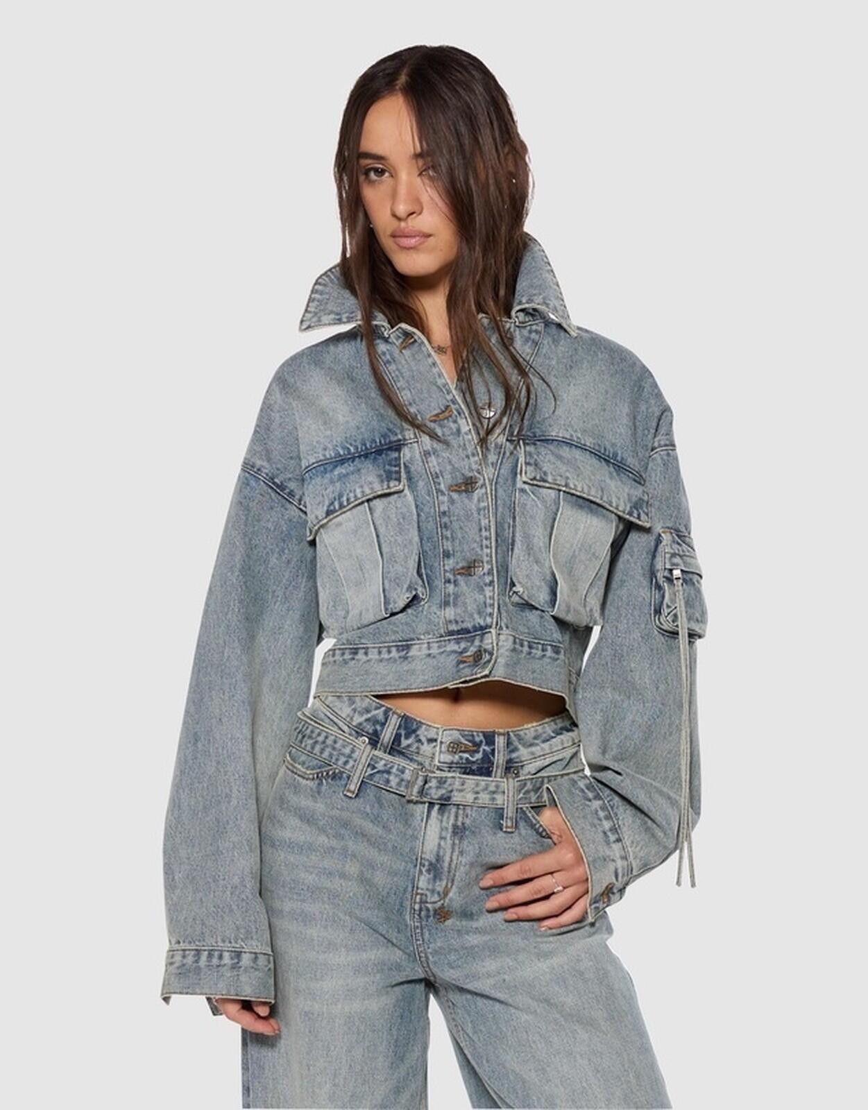 Ksubi new Ksubi womens blue campbell echoes denim Jacket small s Size S / US 4 / IT 40 - 2 Thumbnail