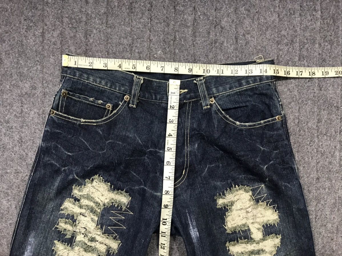 Japanese Brand Distressed Massive Squad Leather Flap Pocket Denim Jeans Size US 30 / EU 46 - 10 Thumbnail
