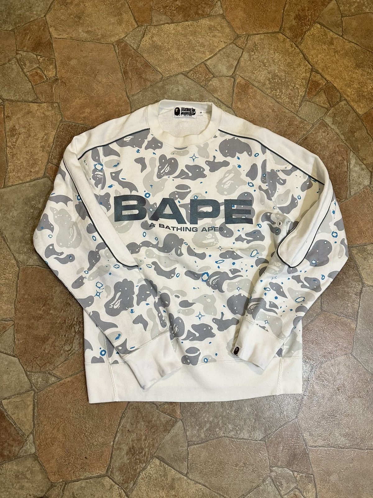 image of Bape Space Camo Crewneck in White, Men's (Size Small)