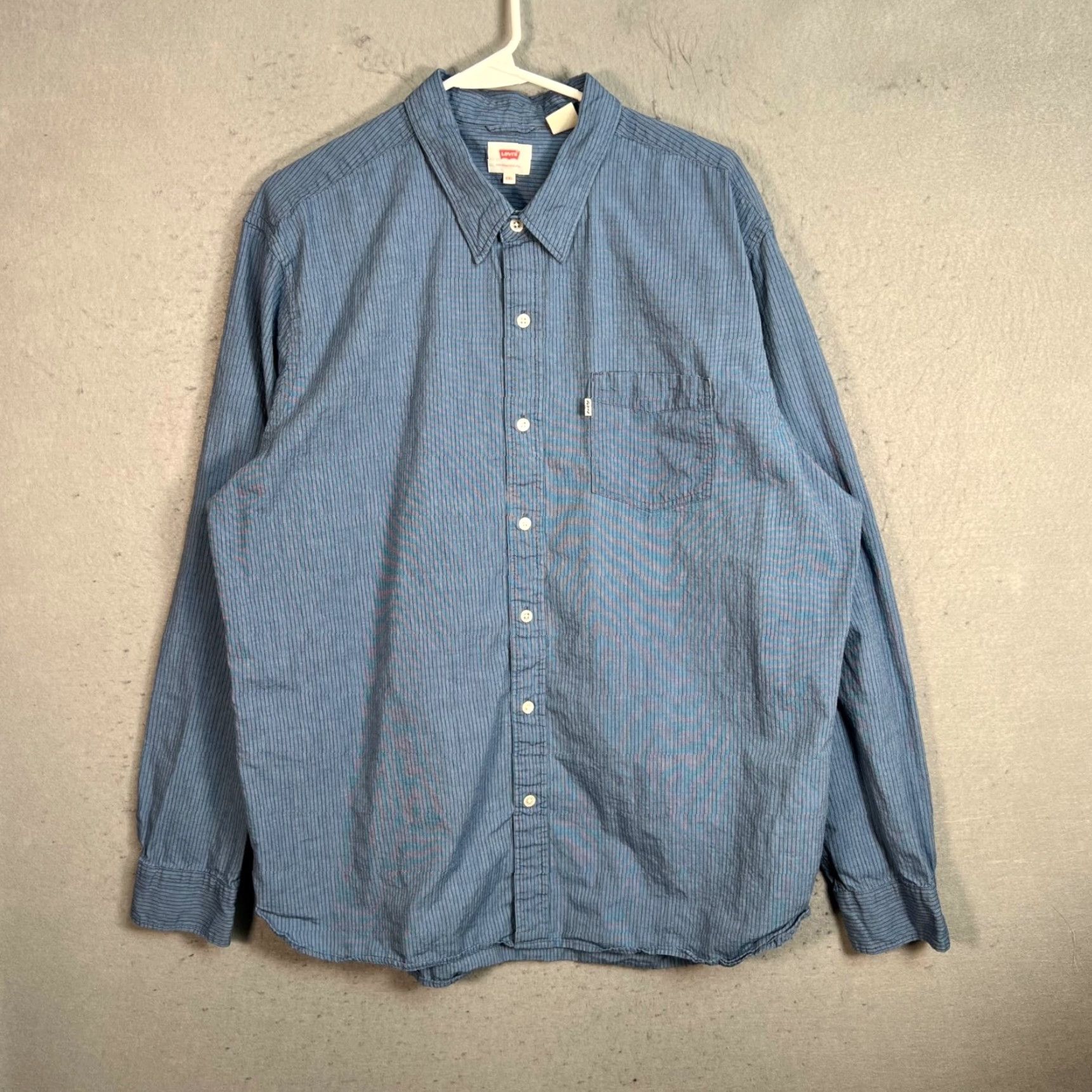 Levi's Levis Mens XXL Blue Striped Long Sleeve Button-Down Shirt 100% Cotton Size US XXL / EU 58 / 5 - 2 Thumbnail