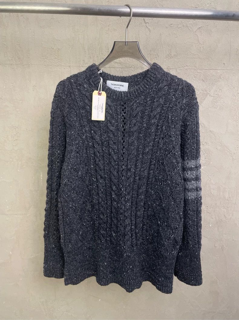 Thom Browne Thom browne Size 38 Dark gray four-striped thick round-nec Size US XS / EU 42 / 0 - 1 Thumbnail