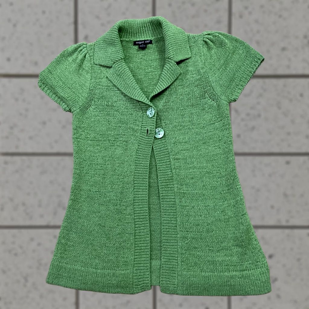 Etro AUGUST SILK Knit Shirt Women S Green Bright Lime 2-Button Boho Retro Top Cardigan Knit Shirt Womens Spring Size S / US 4 / IT 40 - 1 Thumbnail