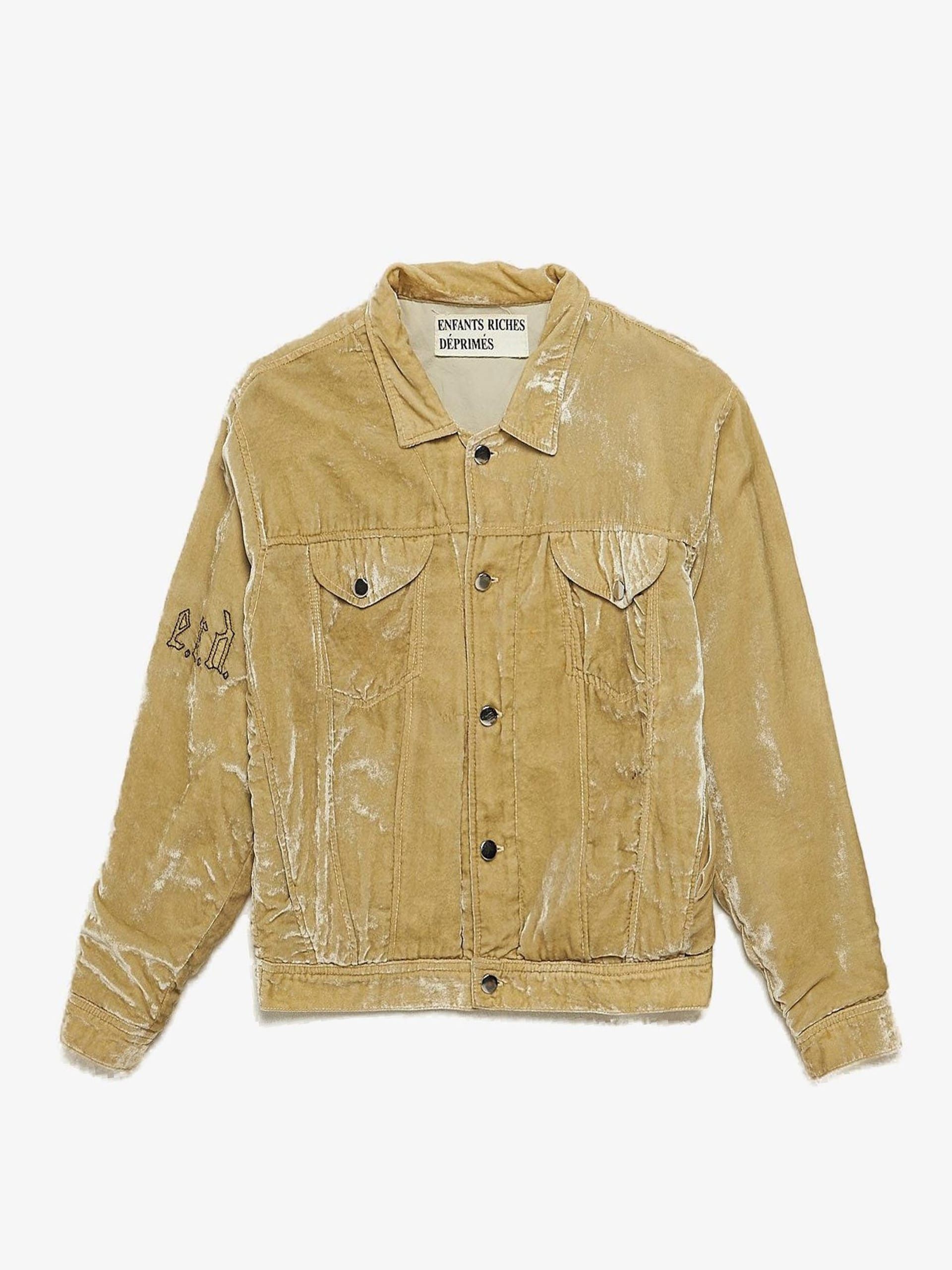 Beige Velour The Devil Back Printed Rayon Jacket