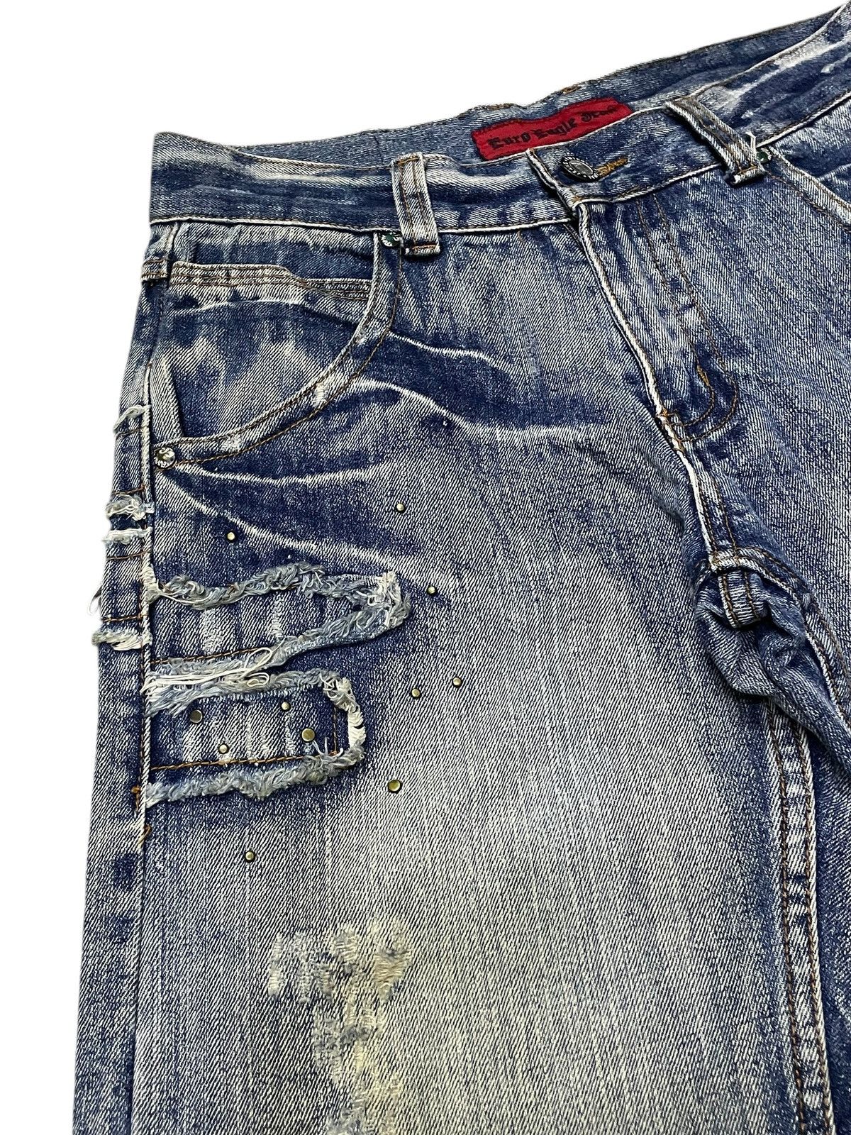 In The Attic × Japanese Brand × semanticdesign Euro Eagle Jeans Studded Claw Mark Distressed Loose Jeans Size US 30 / EU 46 - 12 Thumbnail