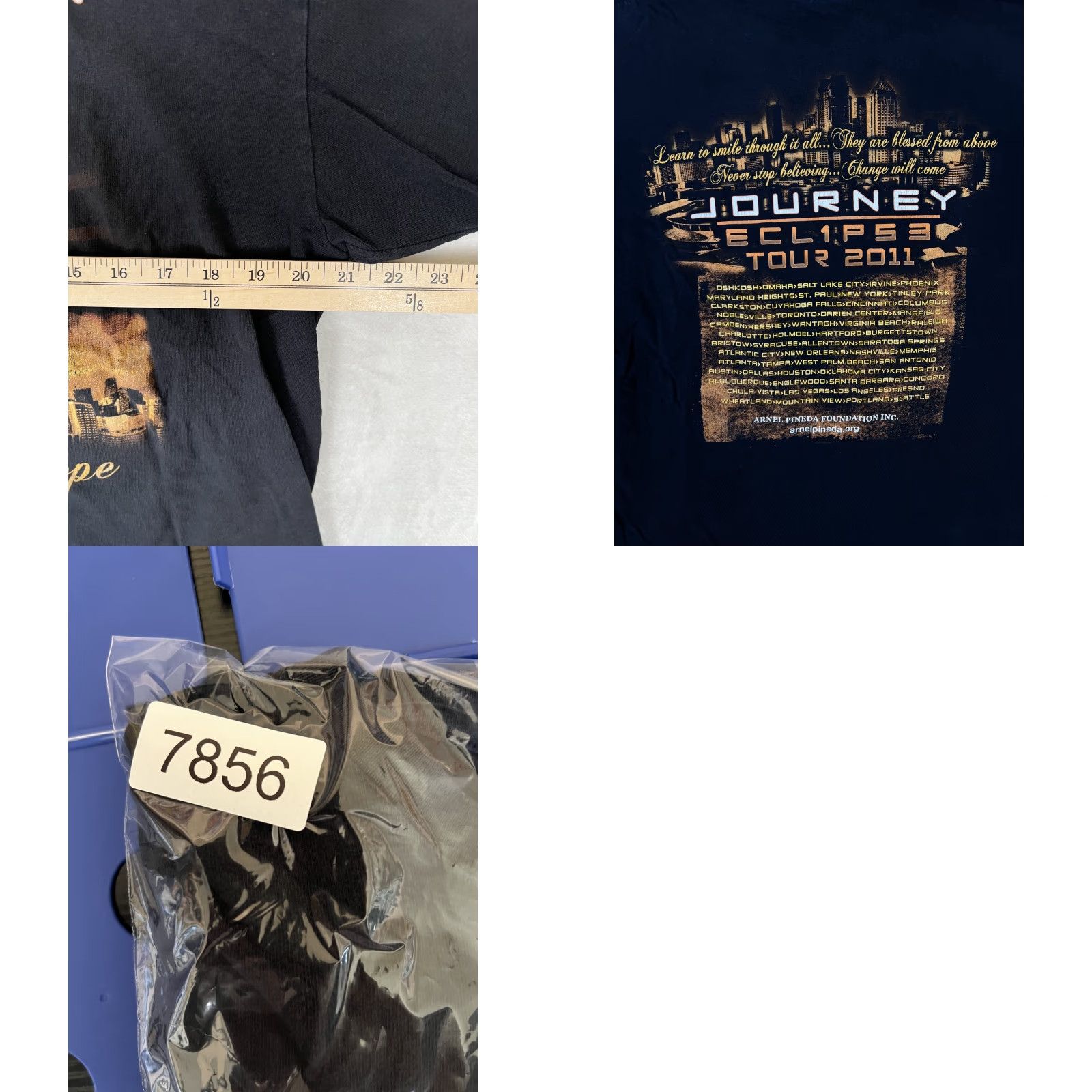 Anvil VINTAGE Journey Shirt Eclipse City Of Hope Tour 2011 Large Black Cotton 90s Music Rock T-Shirt Men Crew Neck Short Sleeve Double-Sided Size US L / EU 52-54 / 3 - 8 Thumbnail