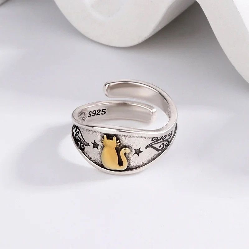 Jewelry Lovely Cat Animal Retro Ring Size ONE SIZE - 4 Thumbnail