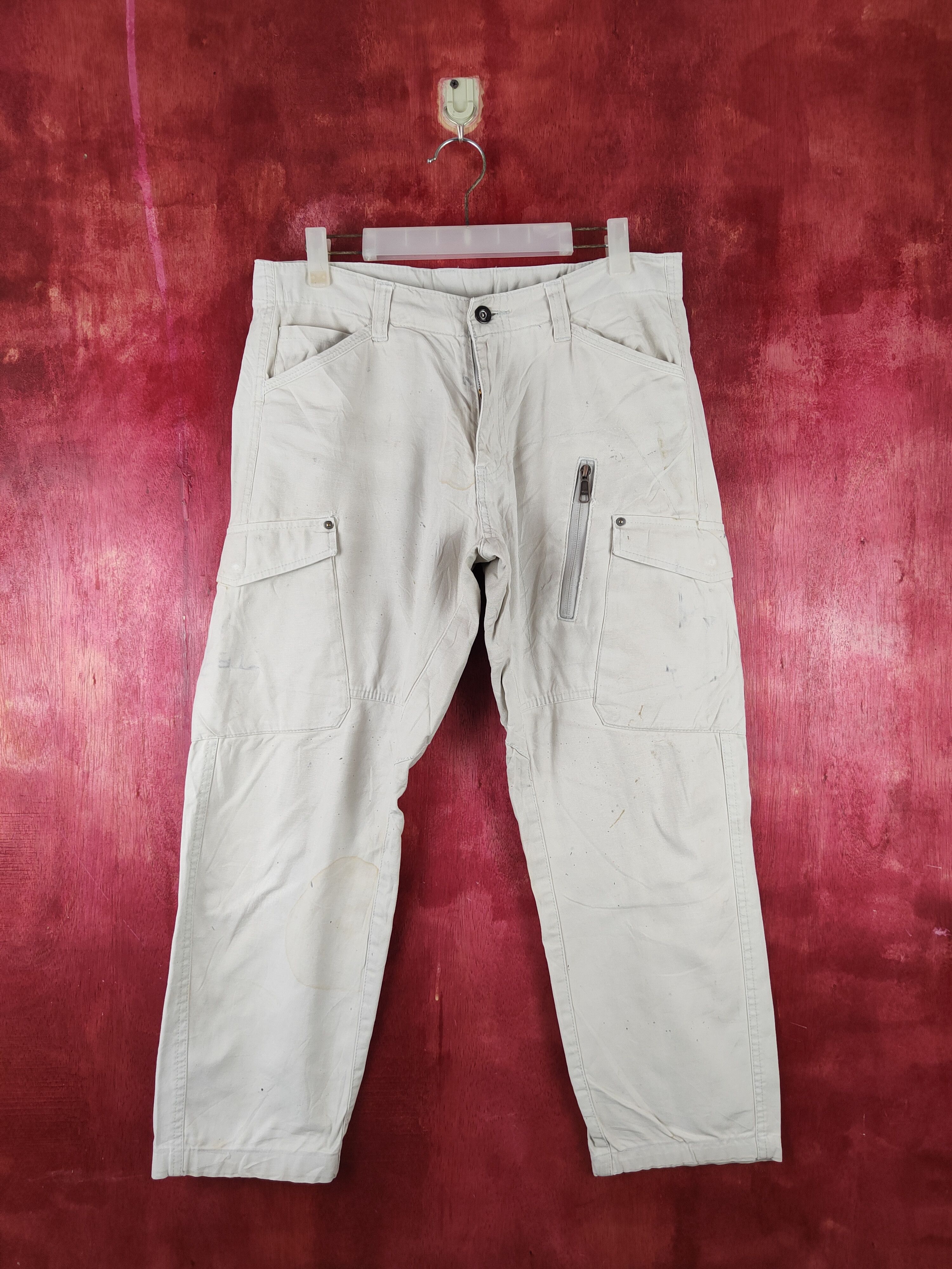 Japanese Brand Genba Ivory Multipocket Cargo Pants N#S011 Size US 32 / EU 48 - 1 Thumbnail