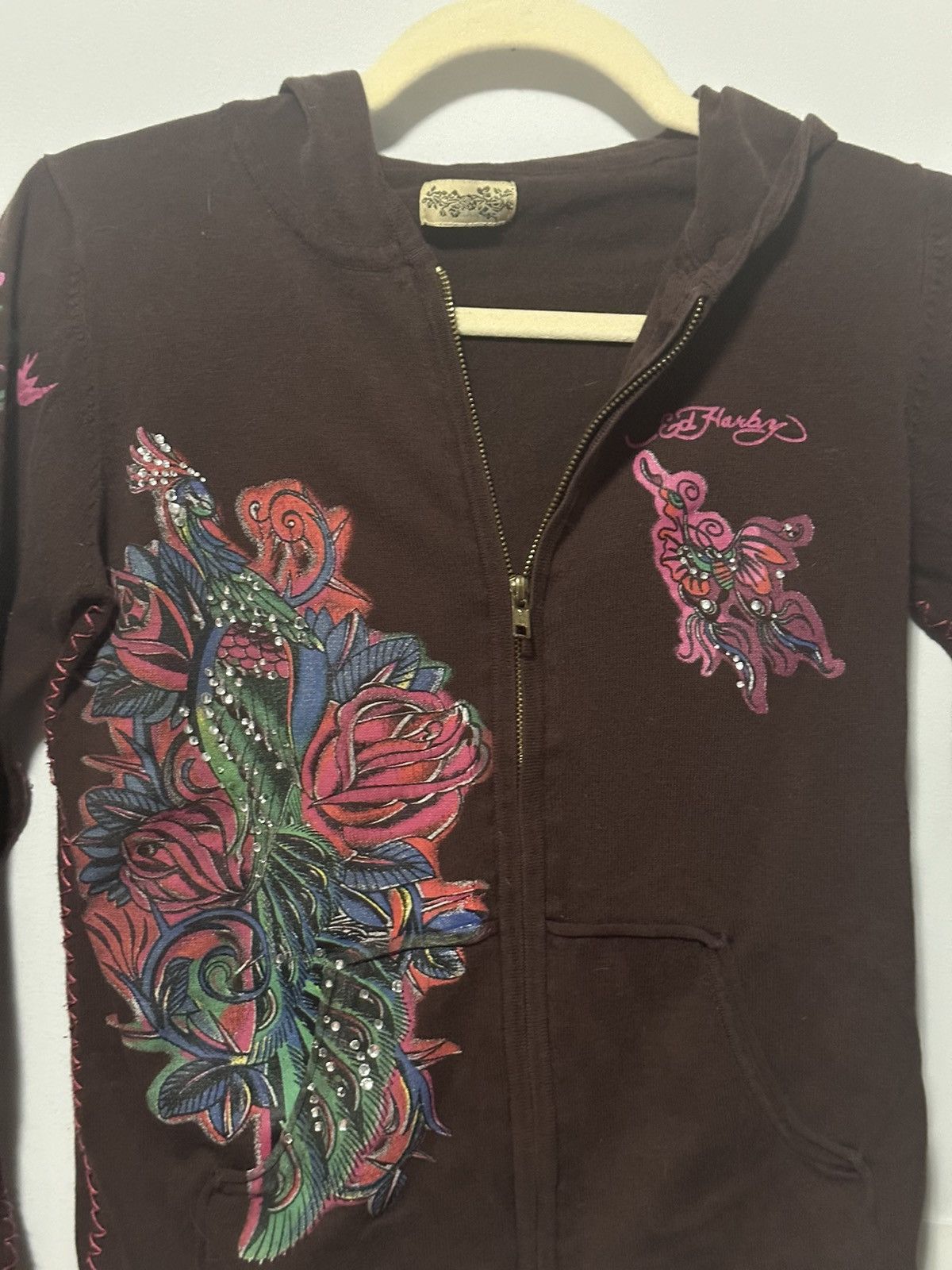 Fitted knitted y2k Sanjoy Ed Hardy Zip up