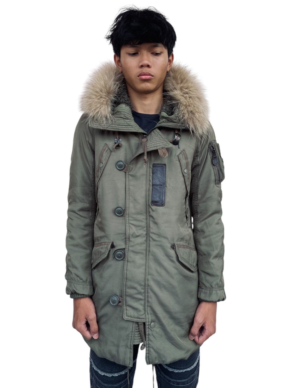 If Six Was Nine 2000s GOA - Fur Hoodie Cyber Cargo Jacket Size US M / EU 48-50 / 2 - 6 Thumbnail