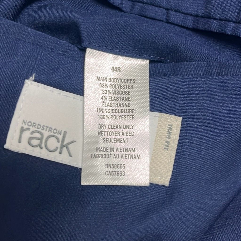 Nordstrom Nordstrom Rack Mens 44R Slim Fit Suit Jacket Iris Blue Pockets Two Button NWT Size 44S - 9 Thumbnail