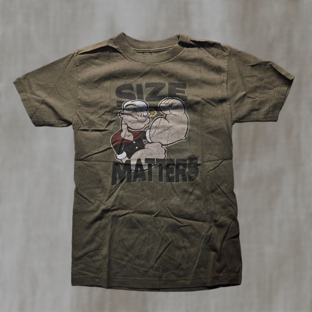 Vintage Popeye Size Matters Shirt Green Short Sleeve The Sailor Tee Adult Mens S Small Size US S / EU 44-46 / 1 - 1 Thumbnail