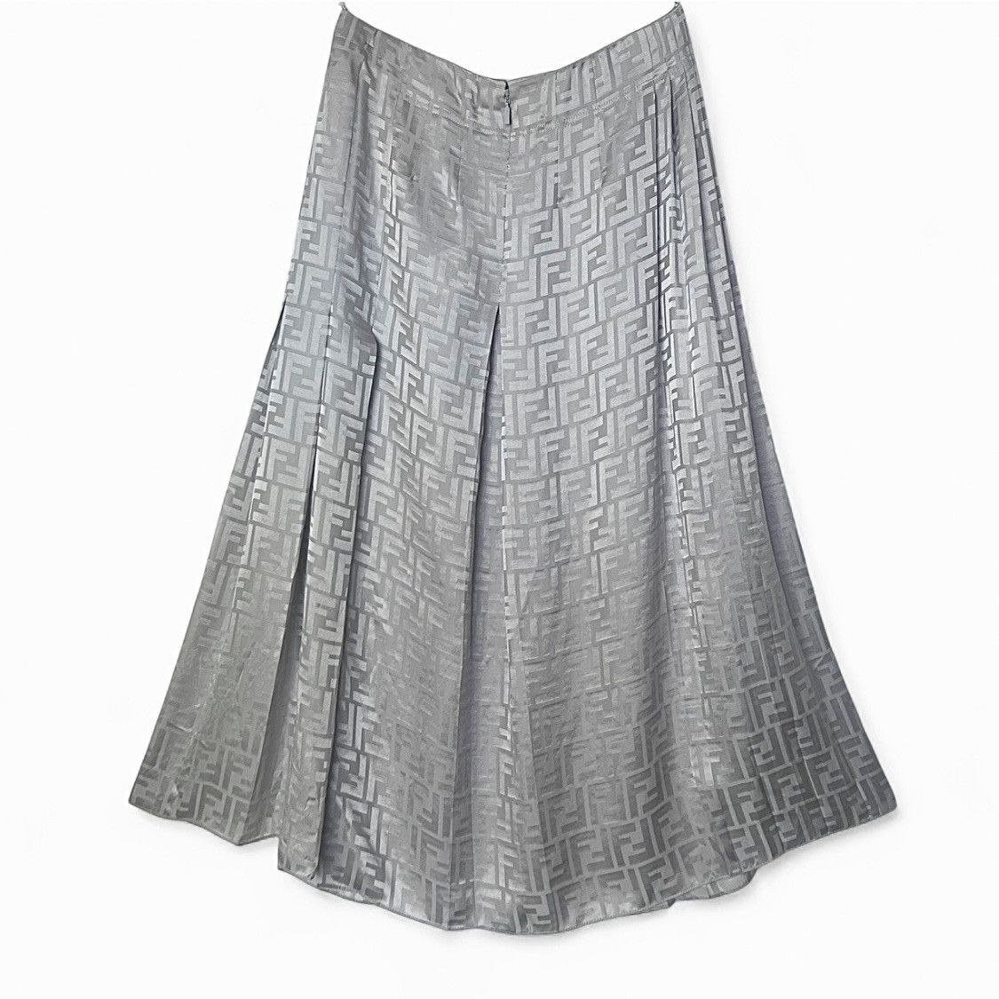 Fendi Fendi FF pleated silver midi skirt Size 26" / US 2 / IT 38 - 1 Thumbnail