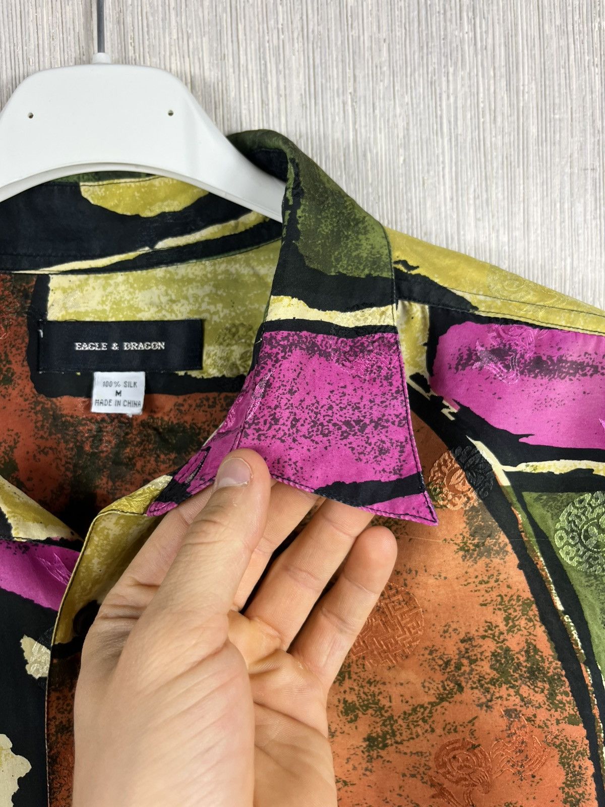 Japanese Brand Vintage Eagle & Dragon patterned crazy silk shirt Japanese Size US M / EU 48-50 / 2 - 11 Thumbnail