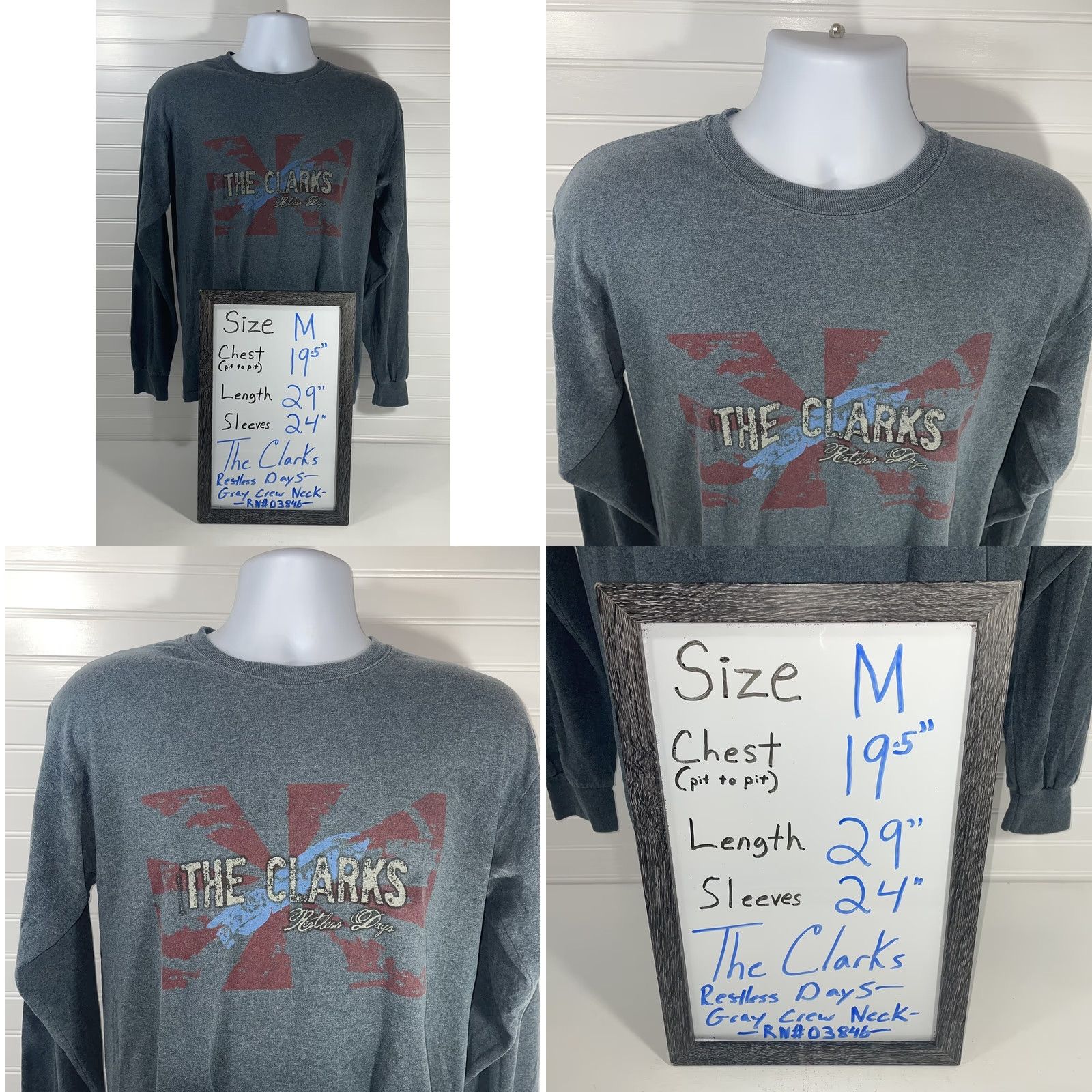 Clarks Gildan Ultra Cotton The Clarks Restless Days Long Sleeve Crew Neck Gray Shirt Men M Size US M / EU 48-50 / 2 - 10 Thumbnail