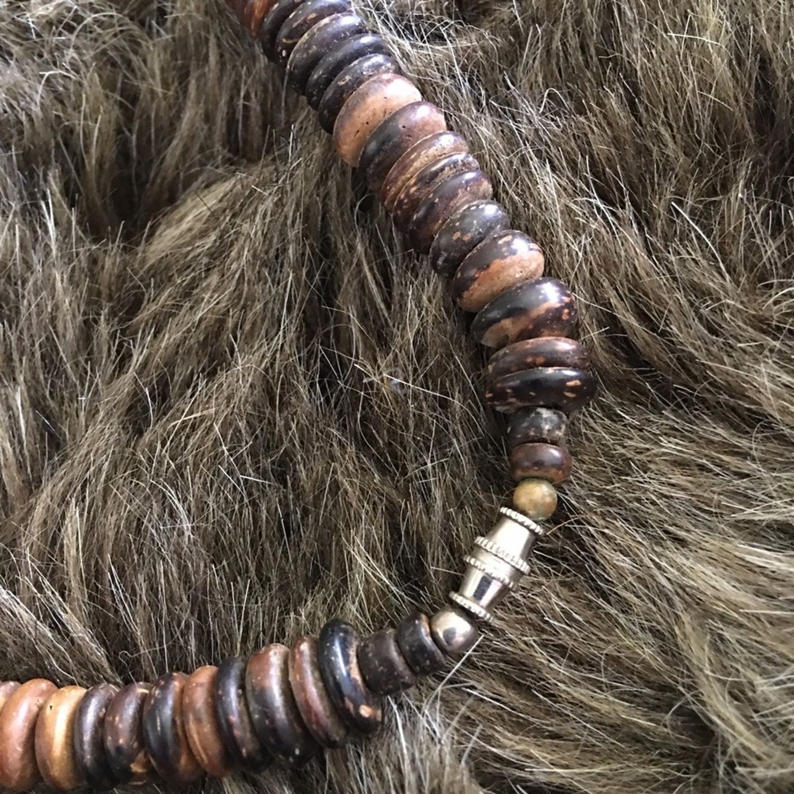 Handmade Vintage handmade carved wood bead necklace Size ONE SIZE - 7 Thumbnail