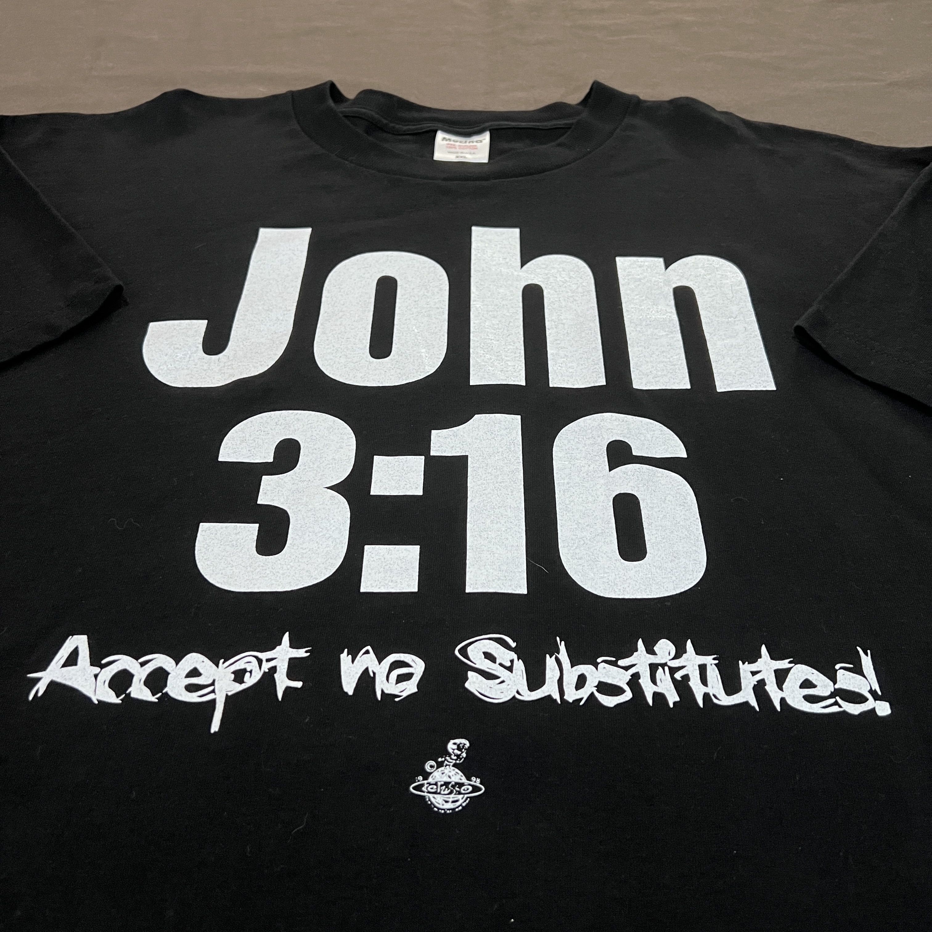 Vintage Vintage 90s 1998 John 3:16 Jesus Bible Holy Tee 2XL Size US XXL / EU 58 / 5 - 1 Thumbnail