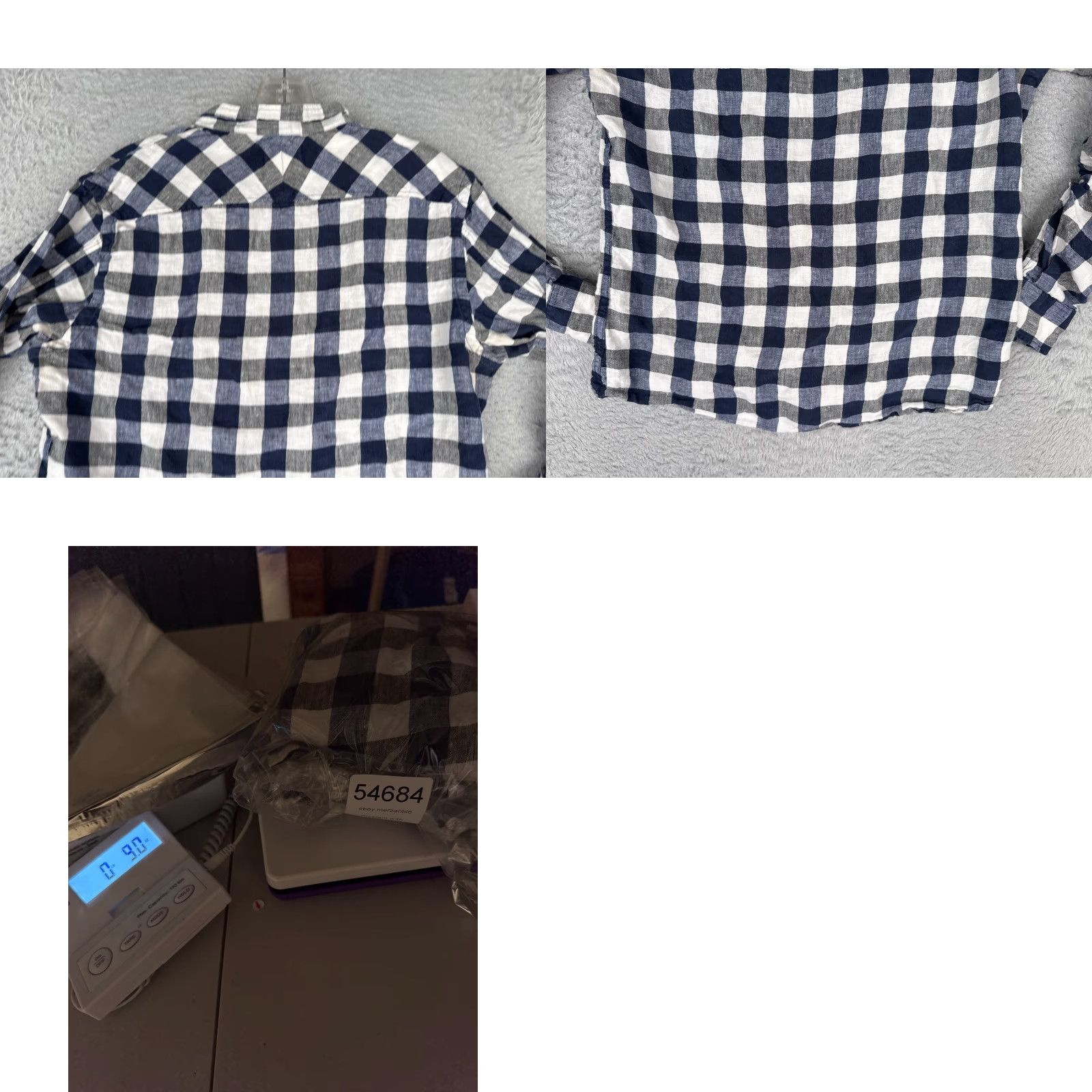 Murano Baird McNutt Shirt Women Medium Blue Plaid Button-Up Slim Fit Linen Size M / US 6-8 / IT 42-44 - 9 Thumbnail