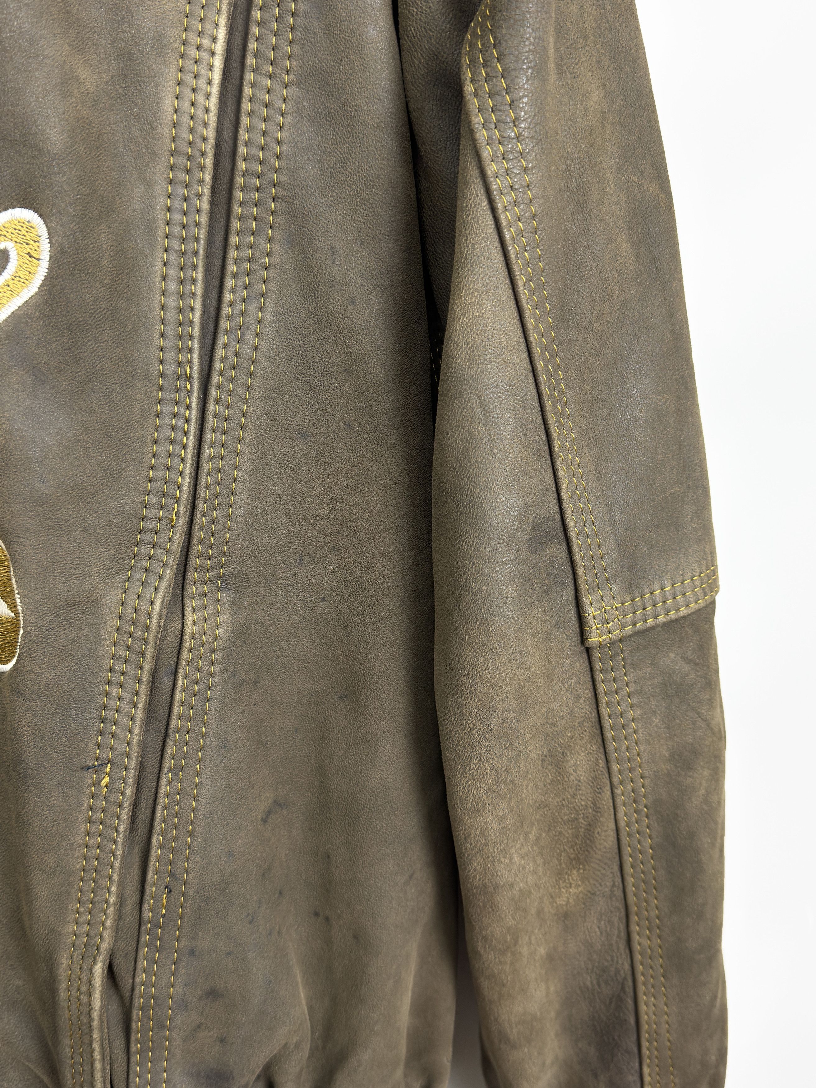 Diesel Vintage Diesel Brown Embroidered Logo Leather Jacket Size US XXL / EU 58 / 5 - 5 Thumbnail