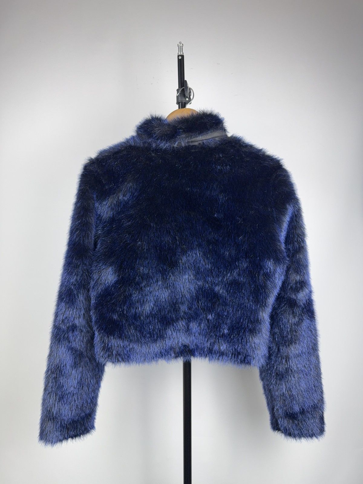 If Six Was Nine 00s Blue Faux Fur Jacket Cropped Hysteric Glamour Style Vibe Size M / US 6-8 / IT 42-44 - 7 Thumbnail