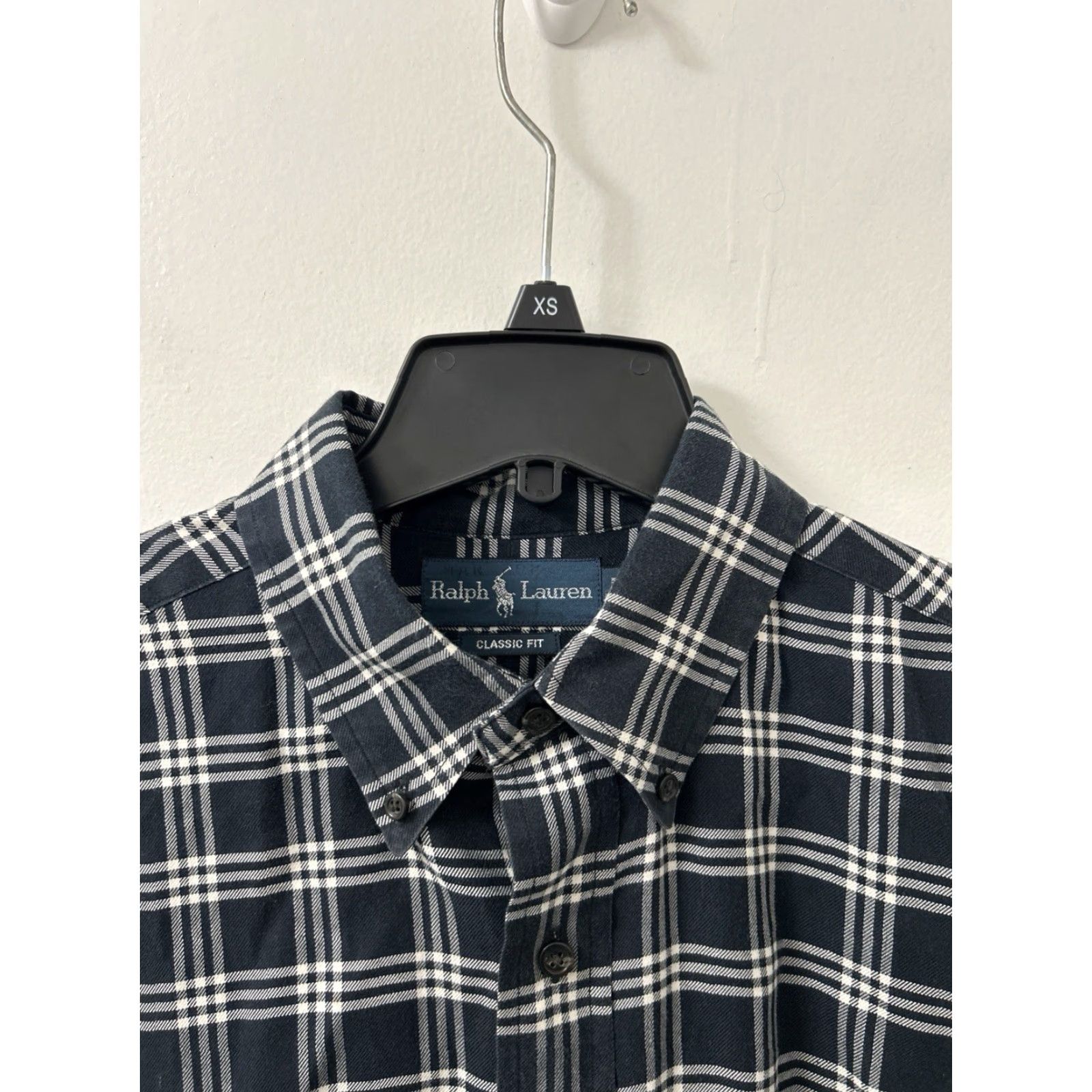 Ralph Lauren VINTAGE Ralph Lauren Shirt Mens L Navy Blue Plaid Classic Fit Button Down L/S Size US L / EU 52-54 / 3 - 5 Thumbnail