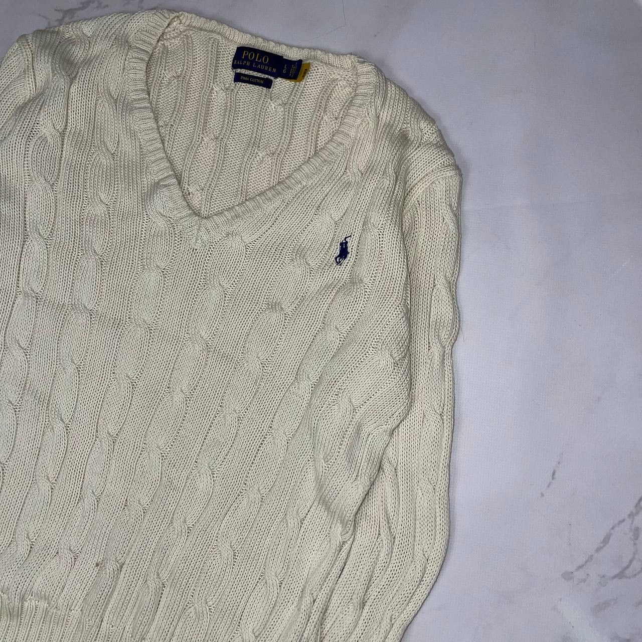 Polo Ralph Lauren Ralph Lauren Cream Cable Knit Wool Cashmere Sweater Sz S Size L / US 10 / IT 46 - 4 Thumbnail