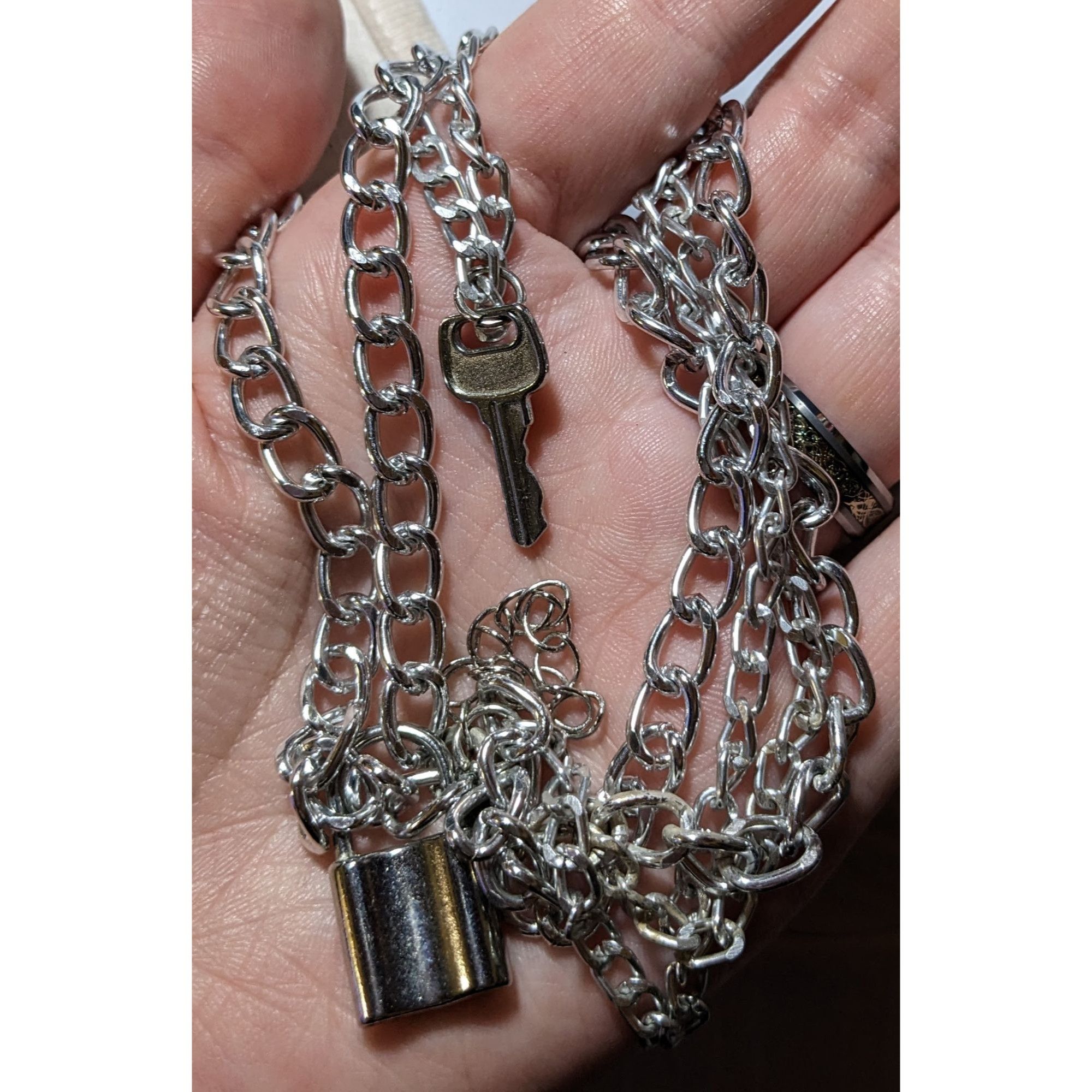 Other Multilayer Silver Padlock And Key Necklace Size ONE SIZE - 4 Thumbnail