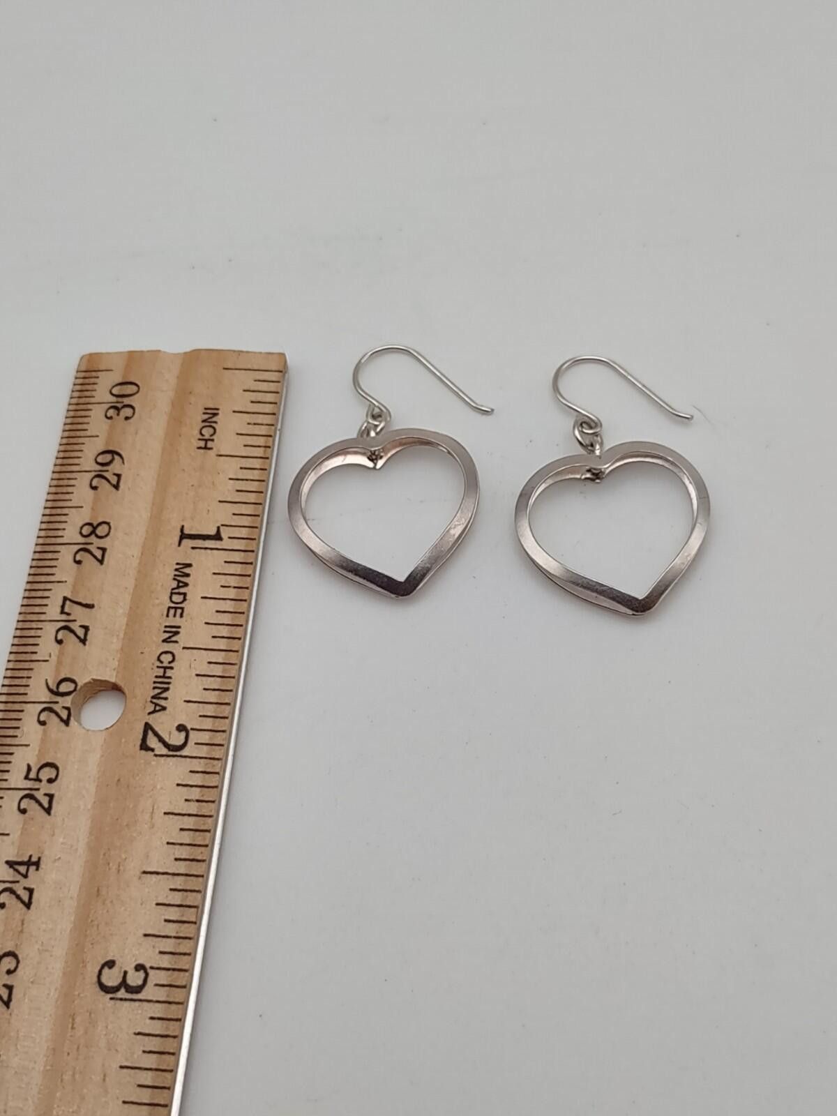 The Unbranded Brand Sterling Silver Open Heart Dangle Earrings 925 Size ONE SIZE - 4 Thumbnail