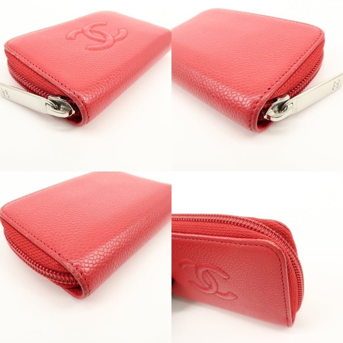 Chanel Chanel CC Logo Caviar Leather Coin Purse Red Size ONE SIZE - 4 Thumbnail